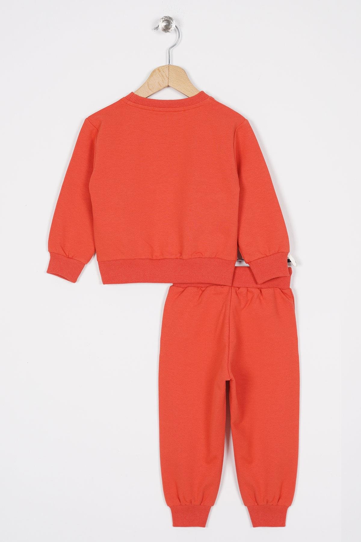 Bisiklet Yaka Uzun Kol Hooray Baskılı Kremit Renk Erkek Çocuk Ikılı Takım