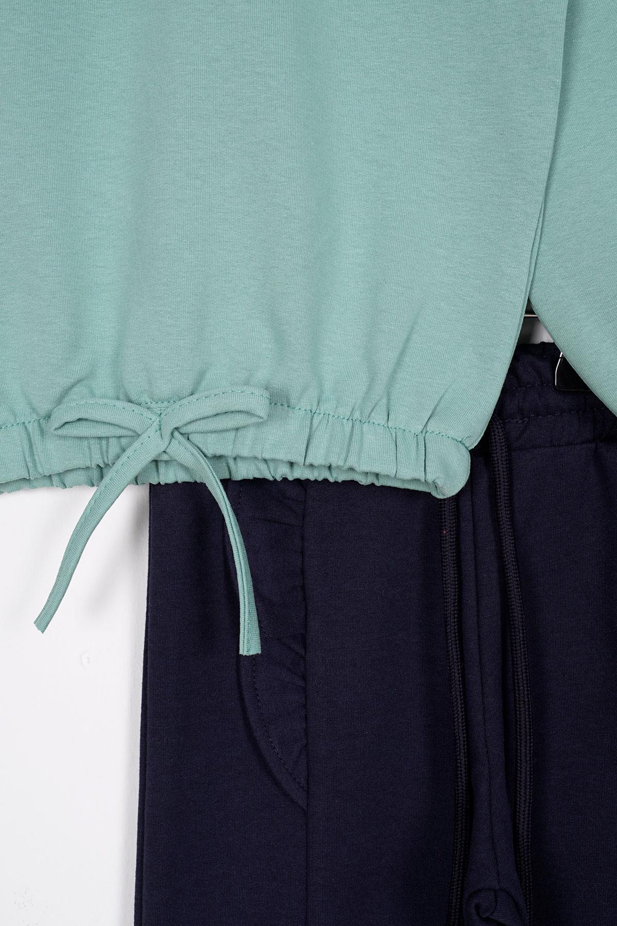 Bisiklet Yaka Uzun Kol Uzun Kollu Pantolonu Dıkıs Detaylı Cagla Lacivert Renk Kız Çocuk Esofman Takım