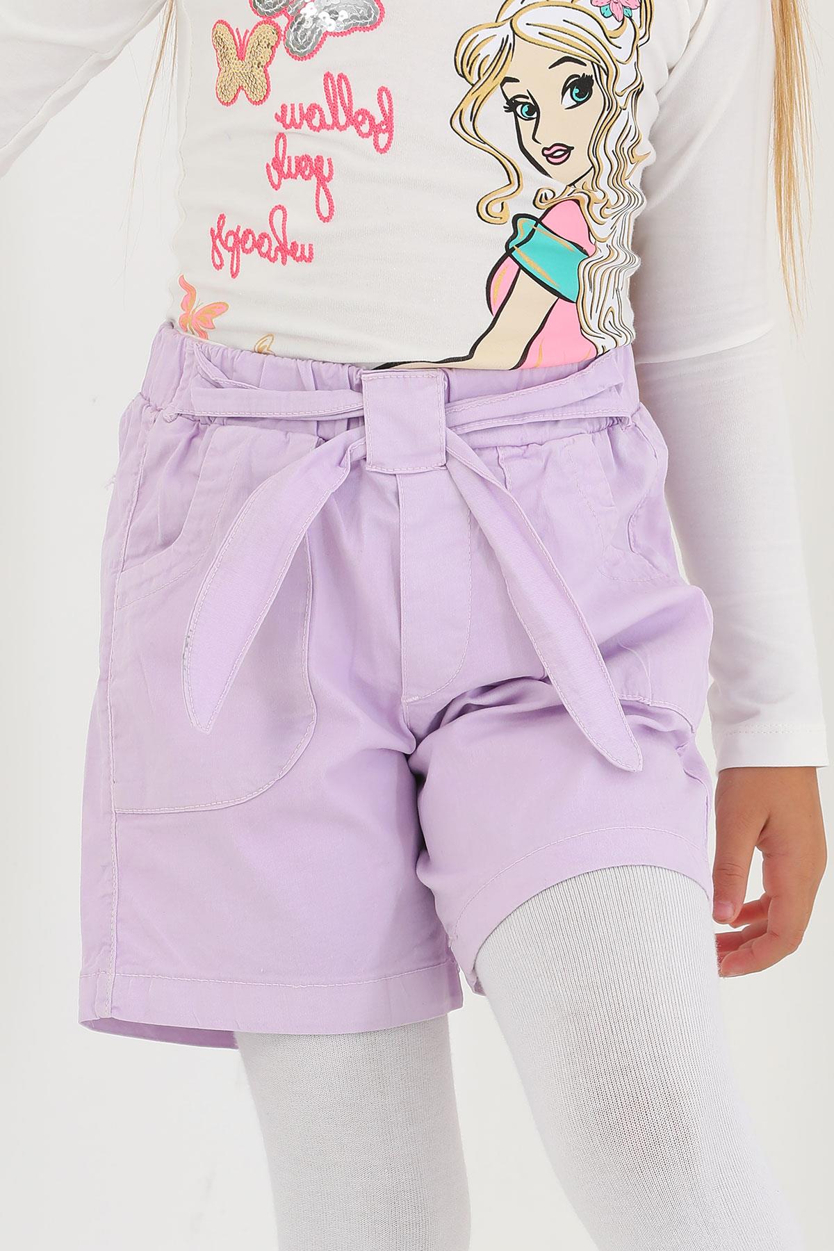 622627 KIZ 3-7 YAŞ CEPLİ BELİ KUŞAKLI SHORT