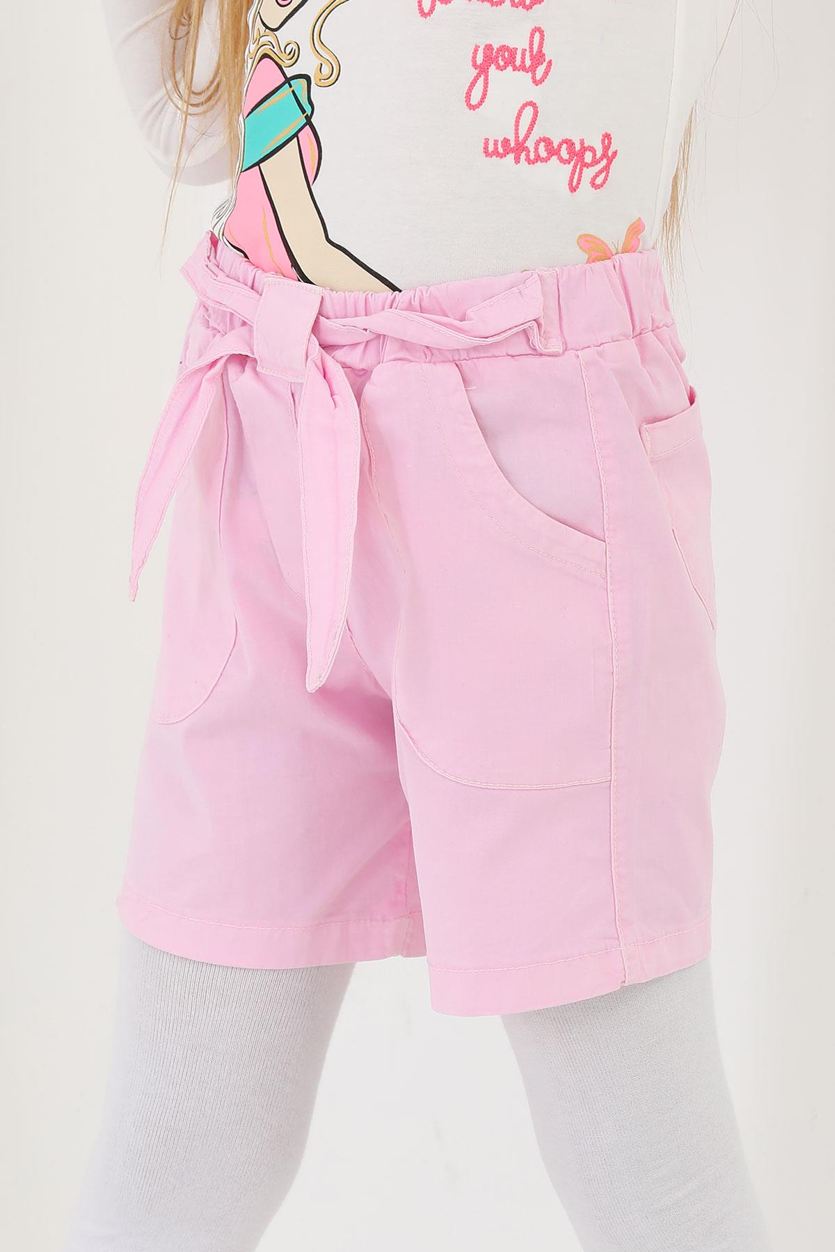 622627 KIZ 3-7 YAŞ CEPLİ BELİ KUŞAKLI SHORT