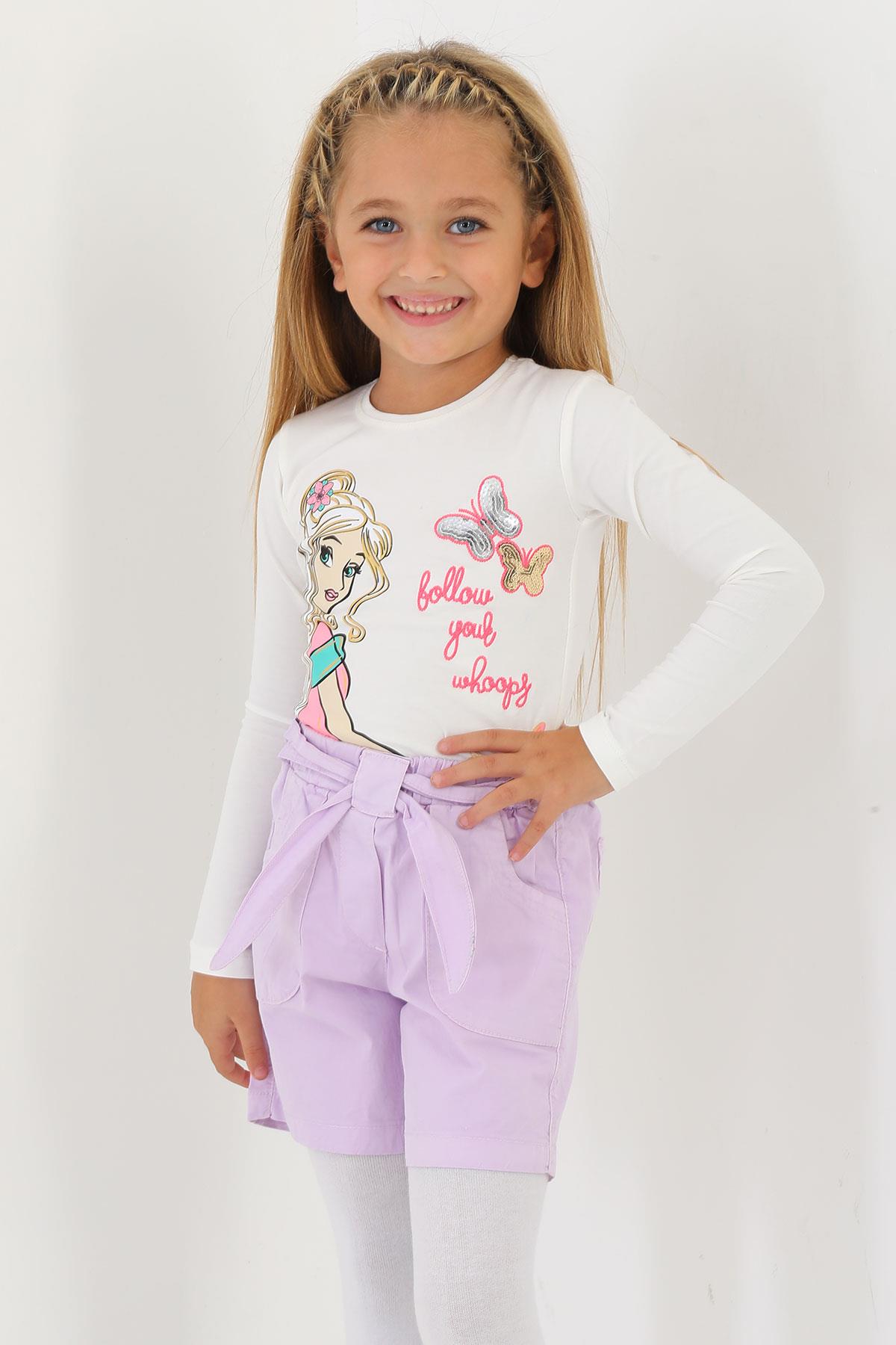 622627 KIZ 3-7 YAŞ CEPLİ BELİ KUŞAKLI SHORT