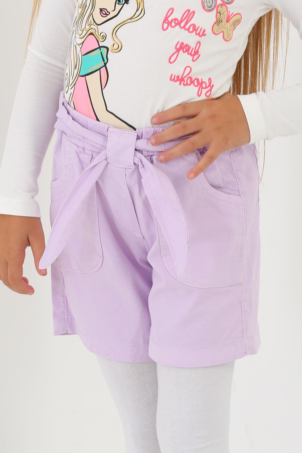 622627 KIZ 3-7 YAŞ CEPLİ BELİ KUŞAKLI SHORT