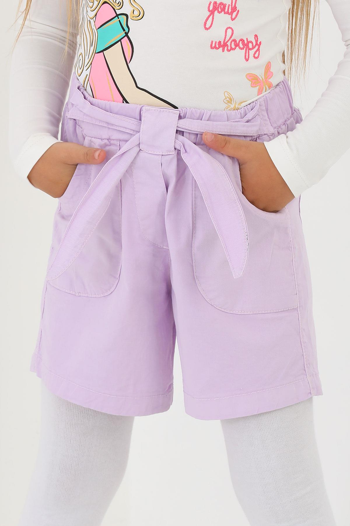622627 KIZ 3-7 YAŞ CEPLİ BELİ KUŞAKLI SHORT