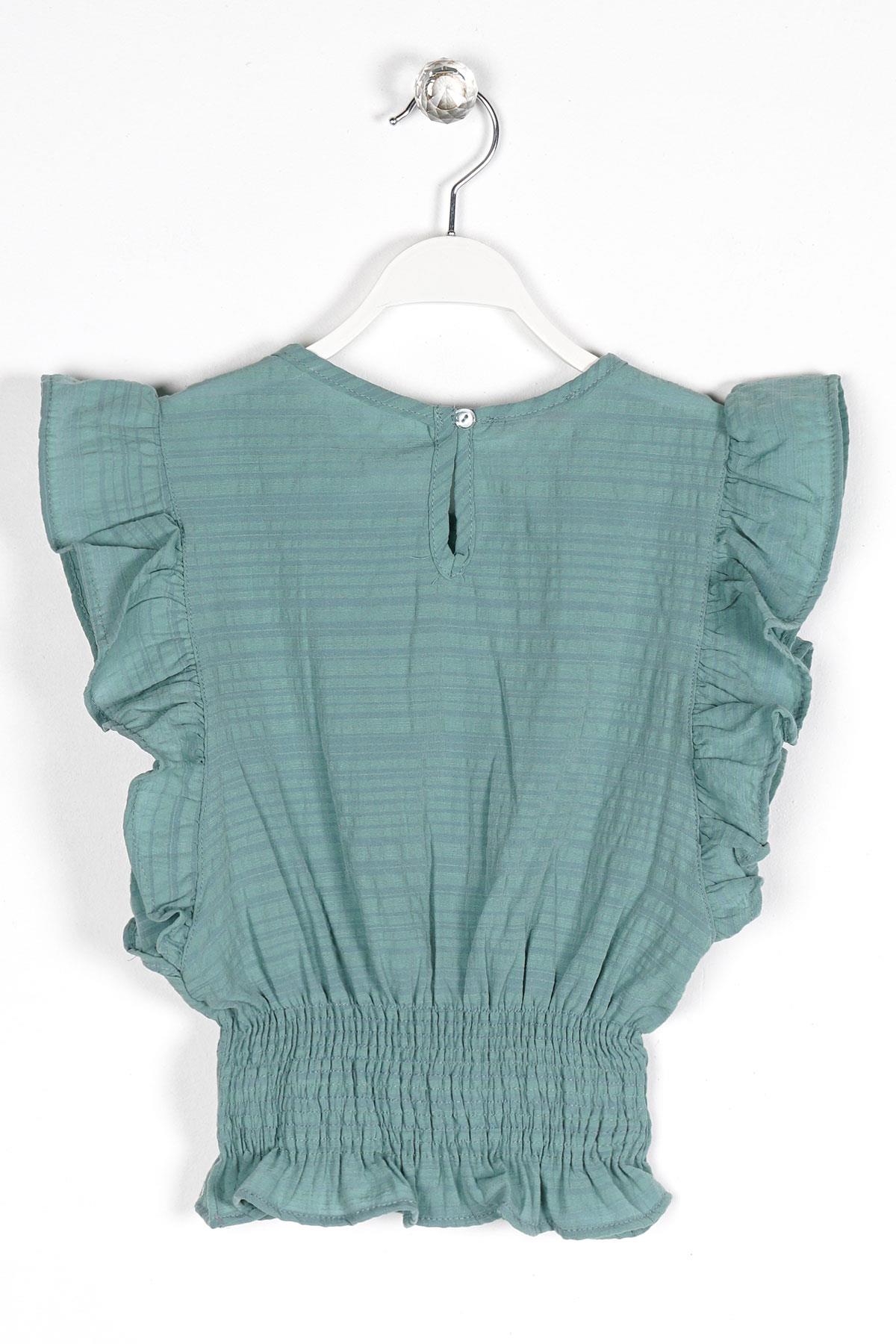 722671 KIZ 8-12 YAŞ YARASA KOL BELİ LASTİKLİ BLUZ