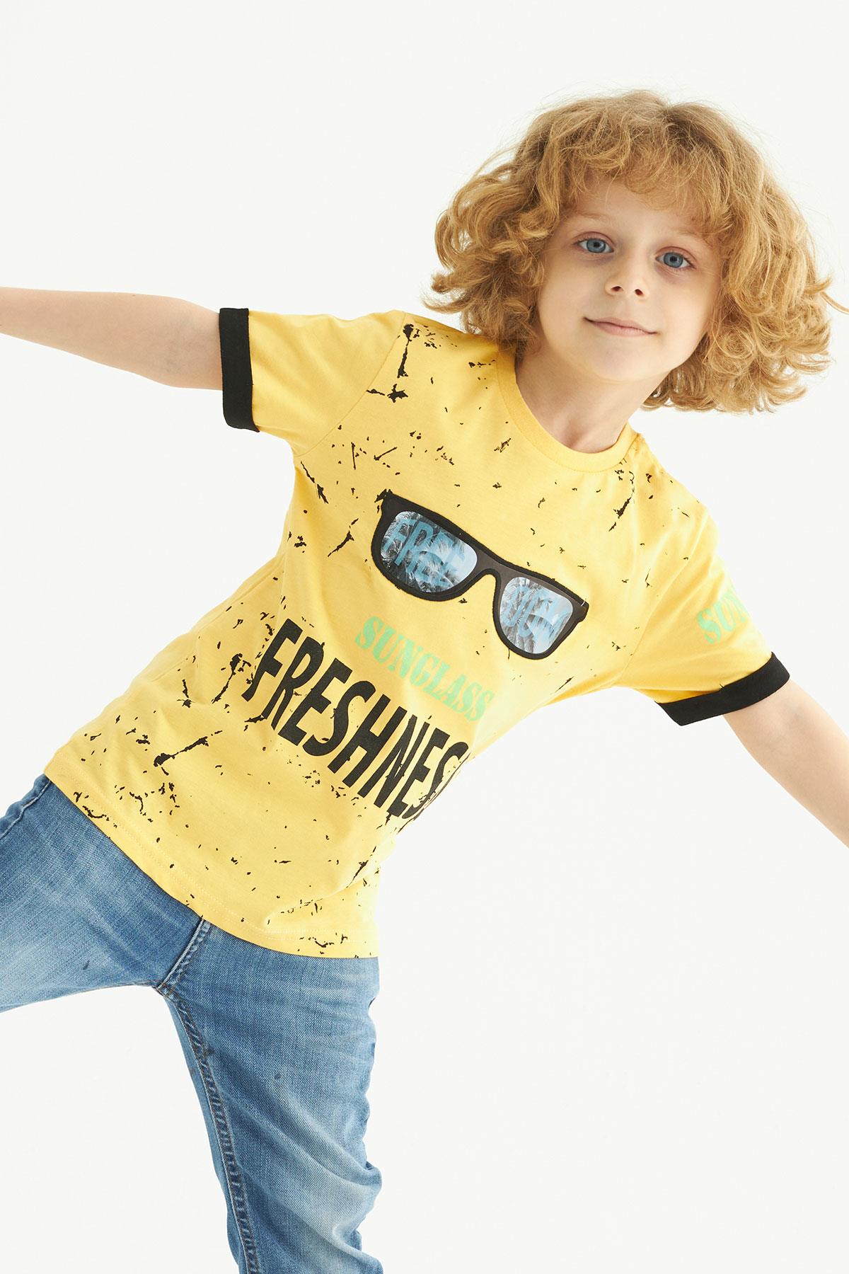 ACAR 221589 ERKEK 3-7 YAŞ SUNGLASS FRESHNESS BASKI TSHIRT