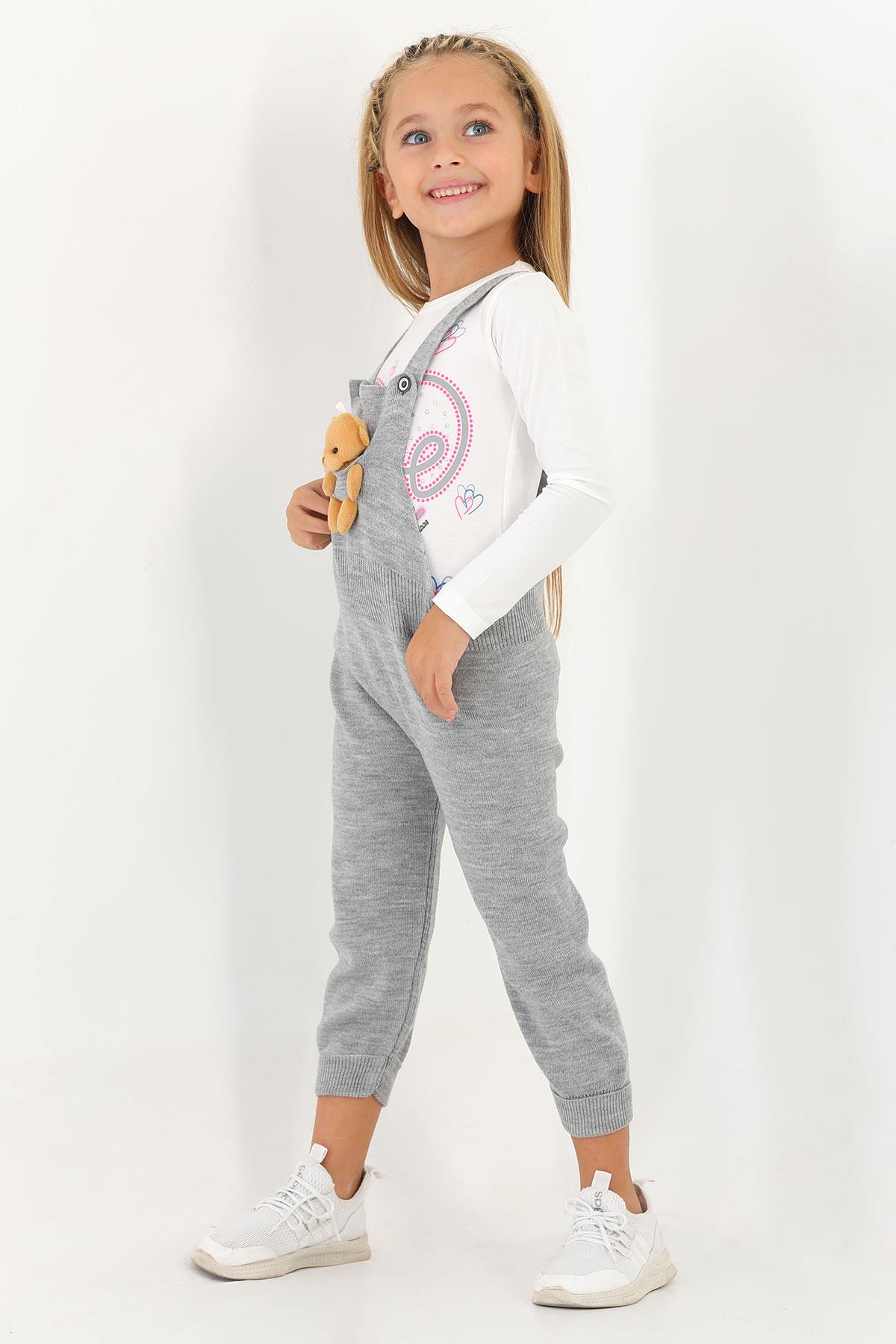 Acar 6020 Unısex 1-5 Yas Askısı Düğmeli Önü AyıcıkLı Pantolonlu Salopet