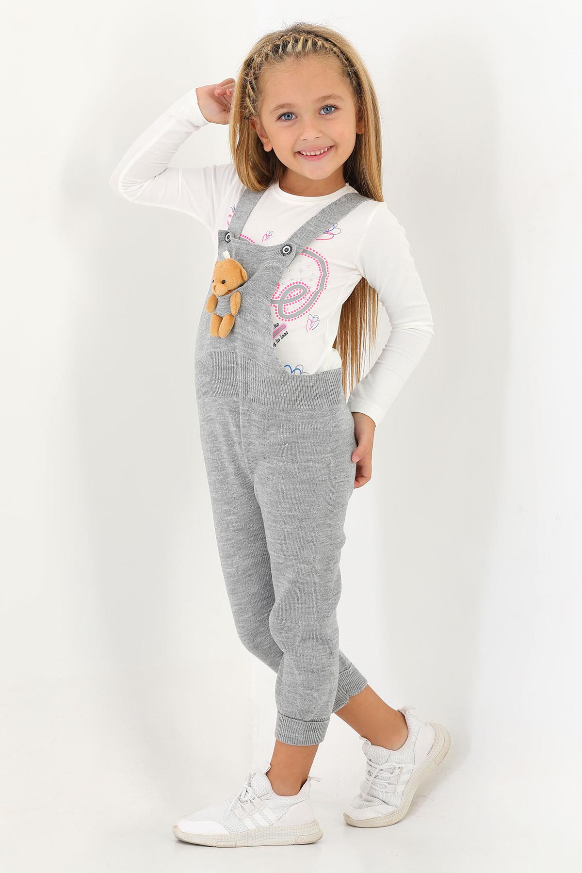 Acar 6020 Unısex 1-5 Yas Askısı Düğmeli Önü AyıcıkLı Pantolonlu Salopet