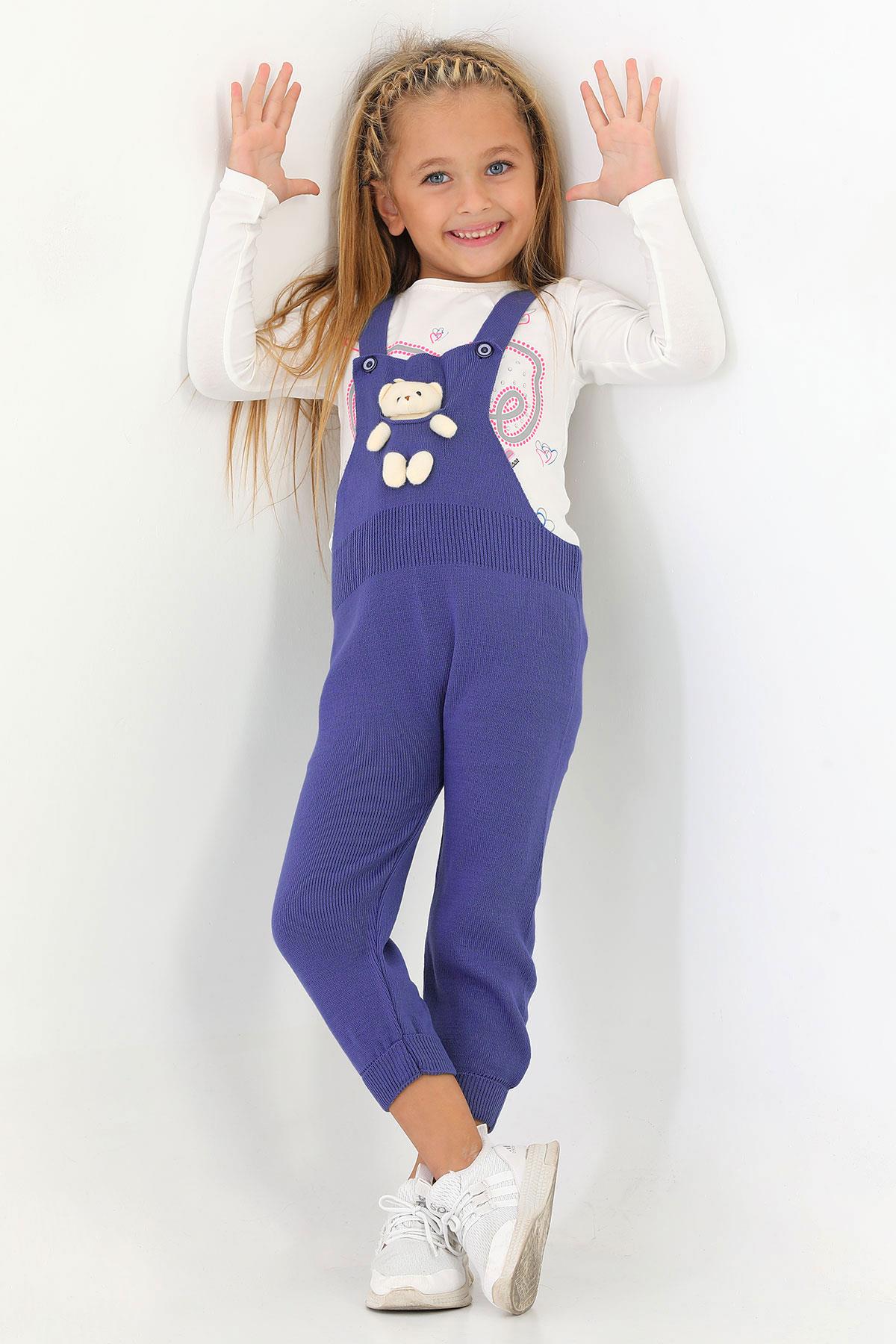 Acar 6020 Unısex 1-5 Yas Askısı Düğmeli Önü AyıcıkLı Pantolonlu Salopet