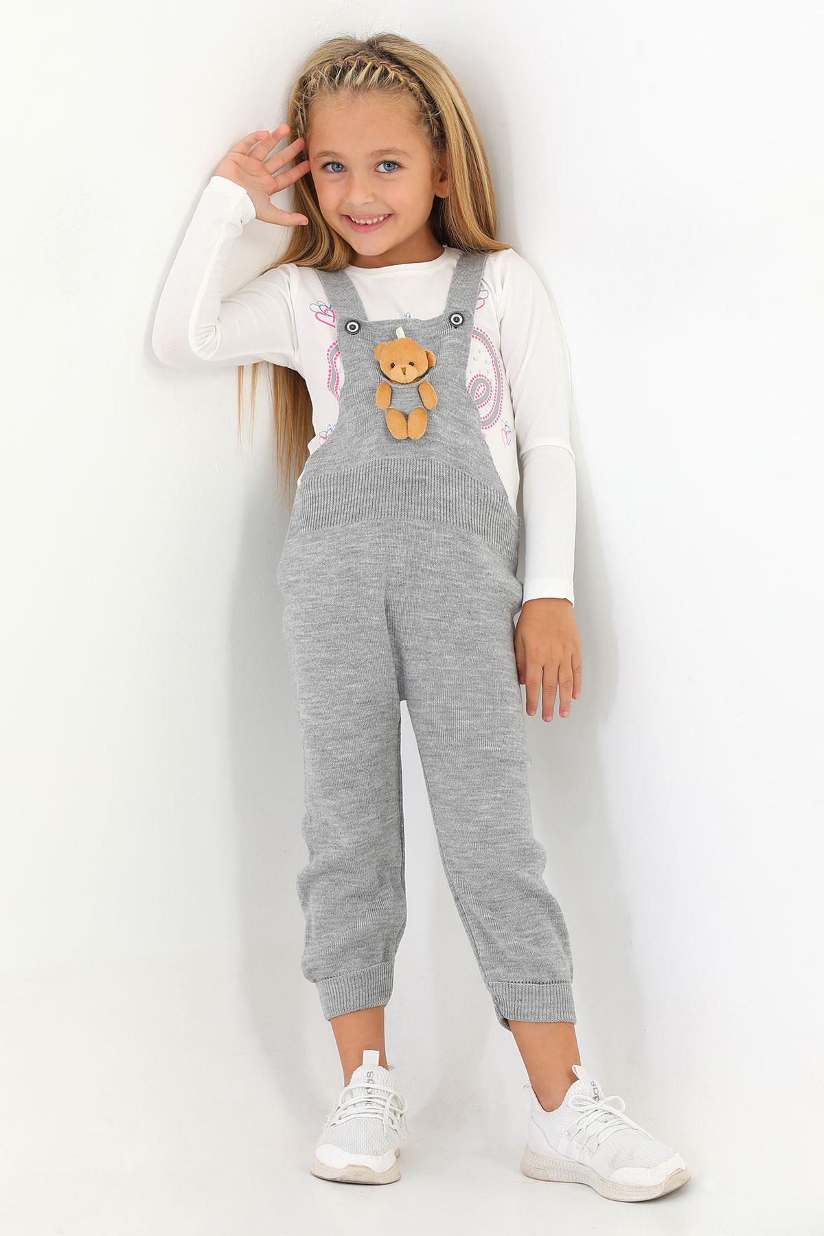 Acar 6020 Unısex 1-5 Yas Askısı Düğmeli Önü AyıcıkLı Pantolonlu Salopet