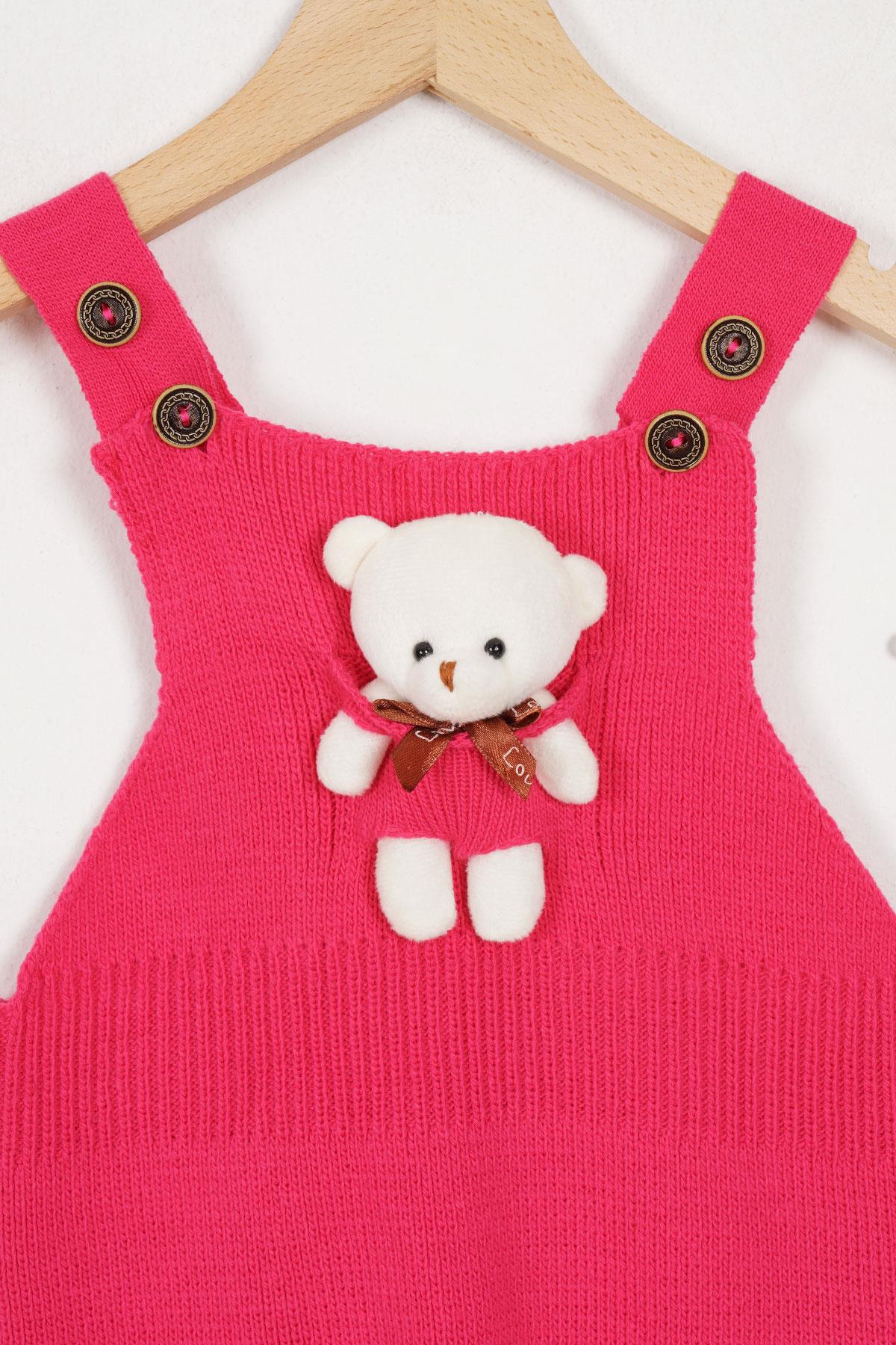 Acar 6020 Unısex 1-5 Yas Askısı Düğmeli Önü AyıcıkLı Pantolonlu Salopet