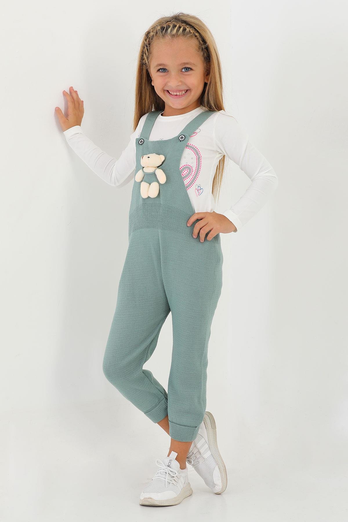 Acar 6020 Unısex 1-5 Yas Askısı Düğmeli Önü AyıcıkLı Pantolonlu Salopet