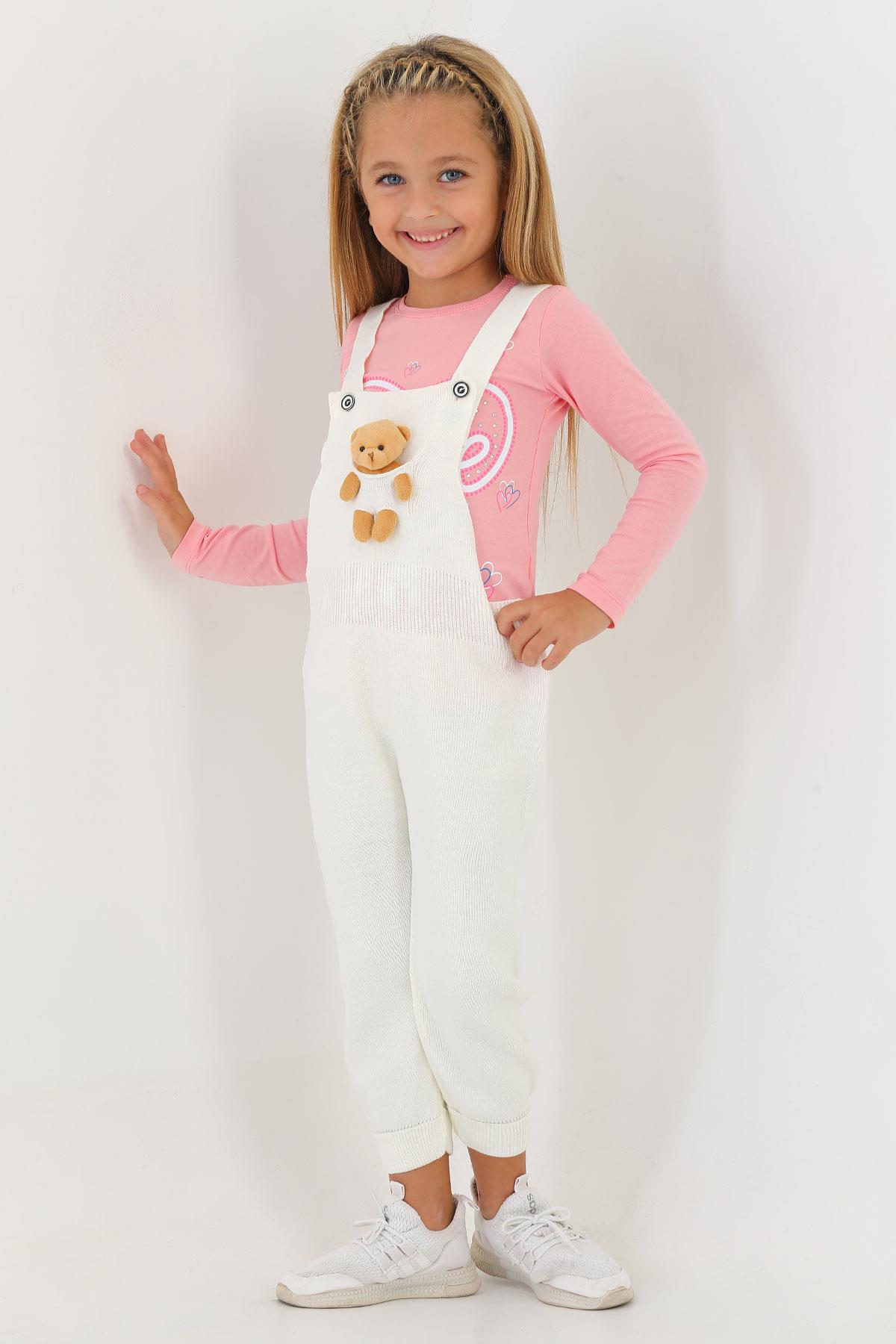 Acar 6020 Unısex 1-5 Yas Askısı Düğmeli Önü AyıcıkLı Pantolonlu Salopet