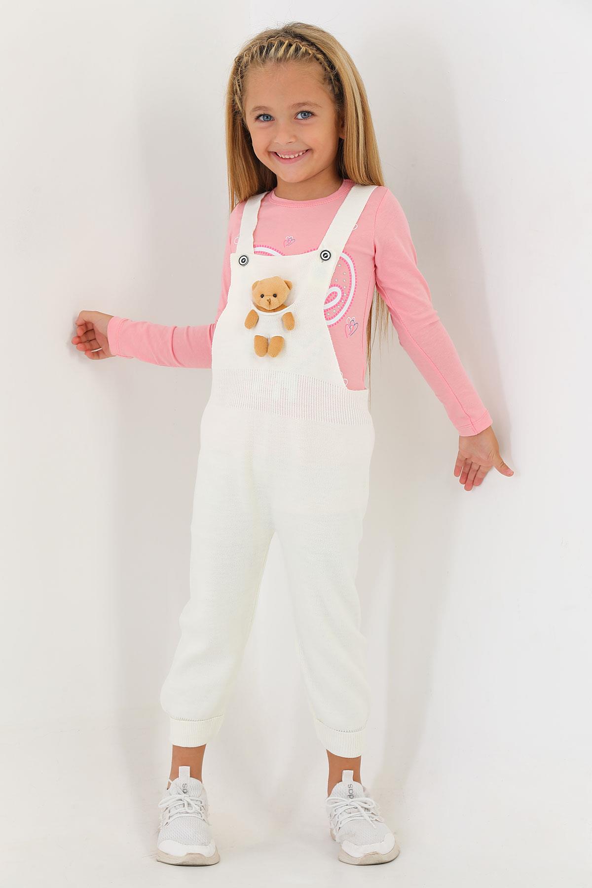 Acar 6020 Unısex 1-5 Yas Askısı Düğmeli Önü AyıcıkLı Pantolonlu Salopet