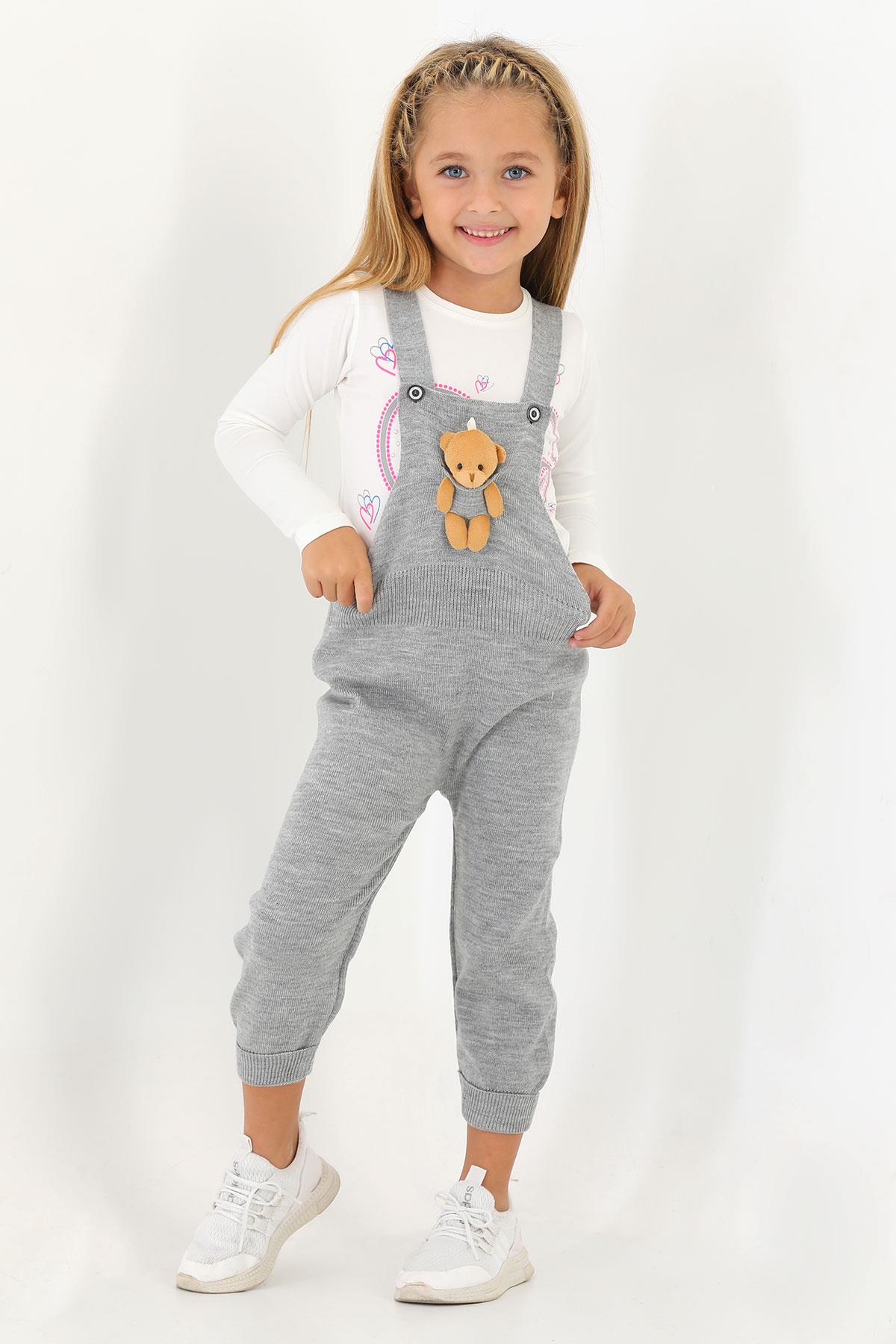 Acar 6020 Unısex 1-5 Yas Askısı Düğmeli Önü AyıcıkLı Pantolonlu Salopet