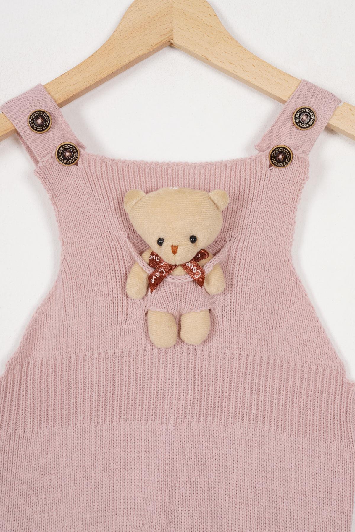 Acar 6020 Unısex 1-5 Yas Askısı Düğmeli Önü AyıcıkLı Pantolonlu Salopet