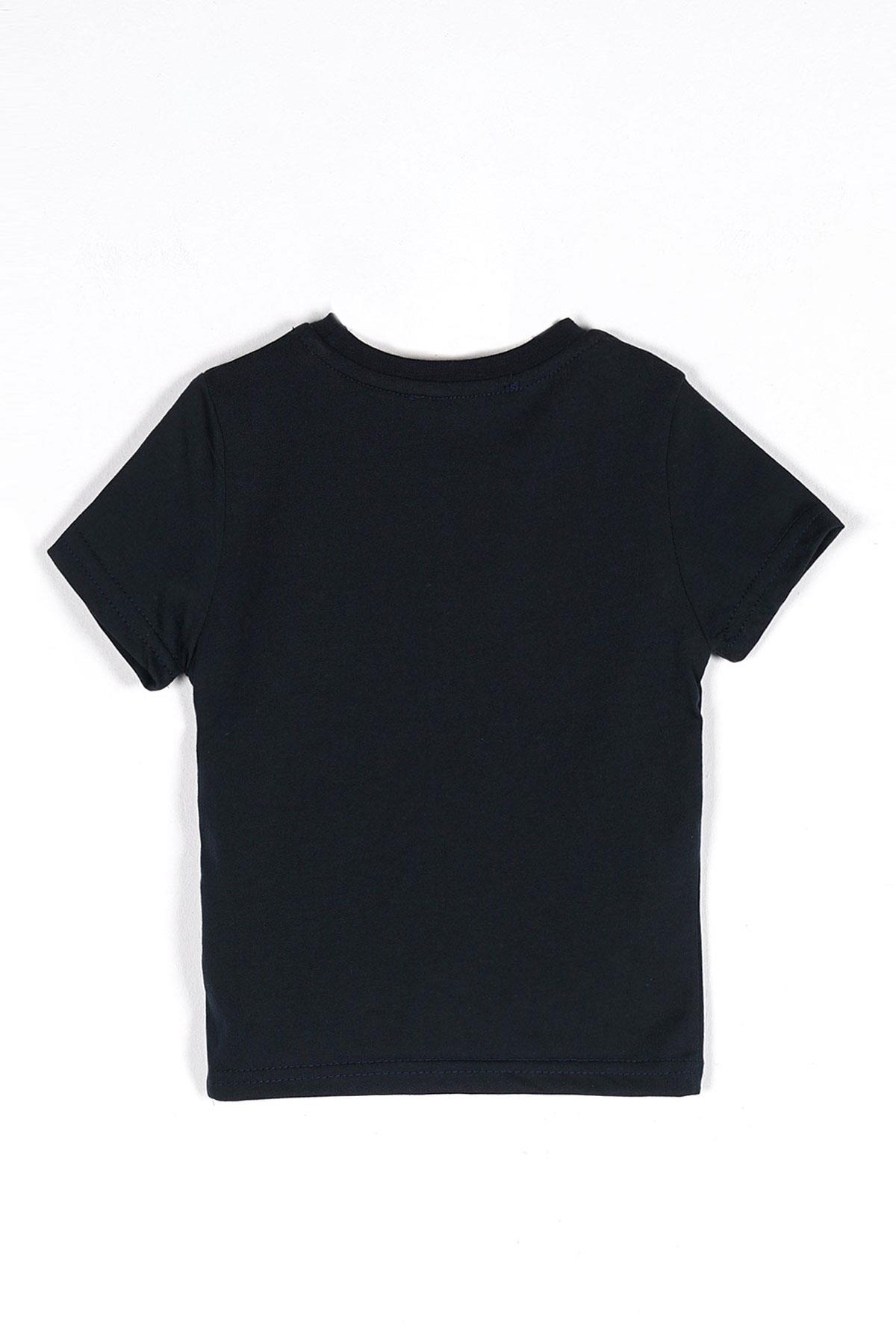 Bisiklet Yaka Kısa Kol Lets Do This Baskı Fileli Cepli Lacivert Renk Erkek Çocuk Tshirt