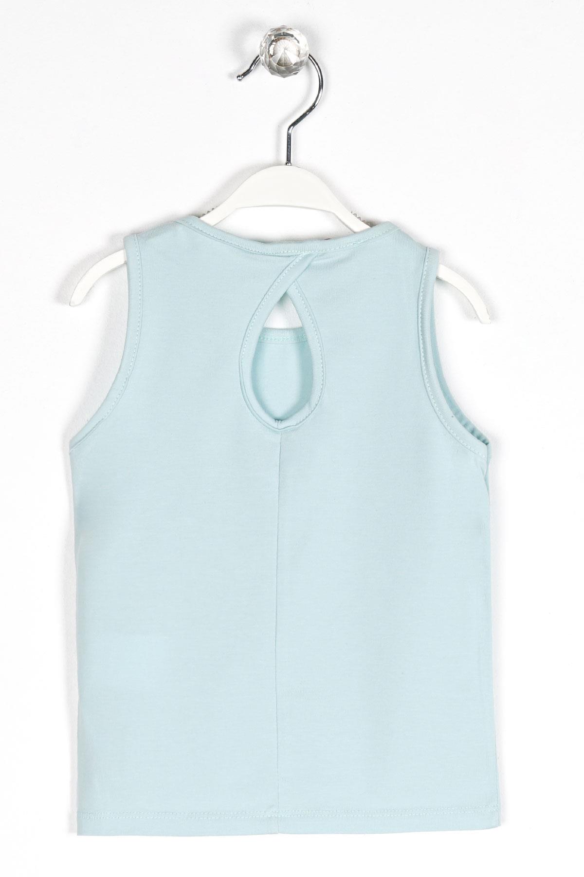 Bisiklet Yaka Sıfır Kol Lets Takae Trip Baskılı Mint Renk Kız Çocuk Tshırt