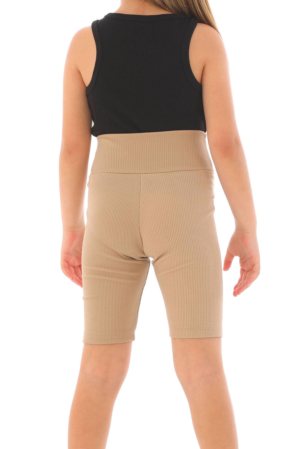 Fıtıllı Bej Renk Kız Çocuk Tayt