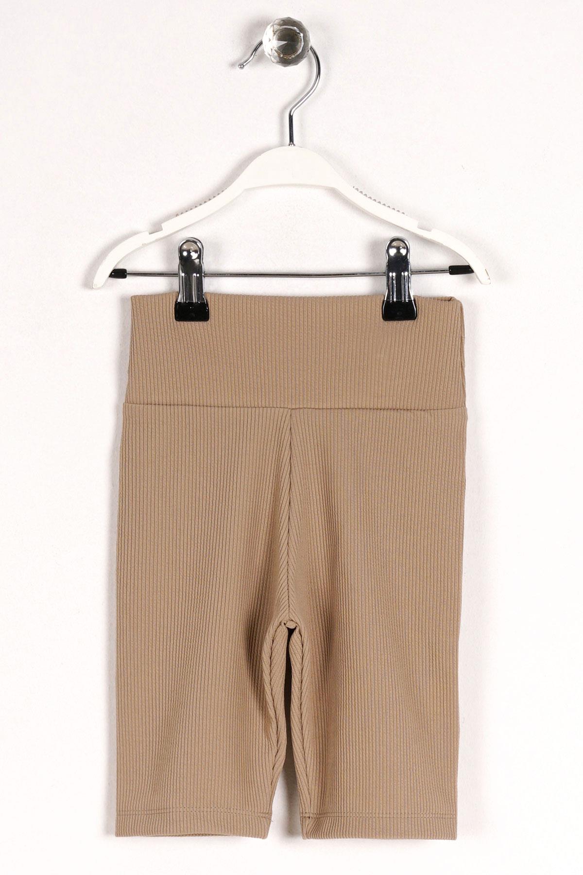 Fıtıllı Bej Renk Kız Çocuk Tayt