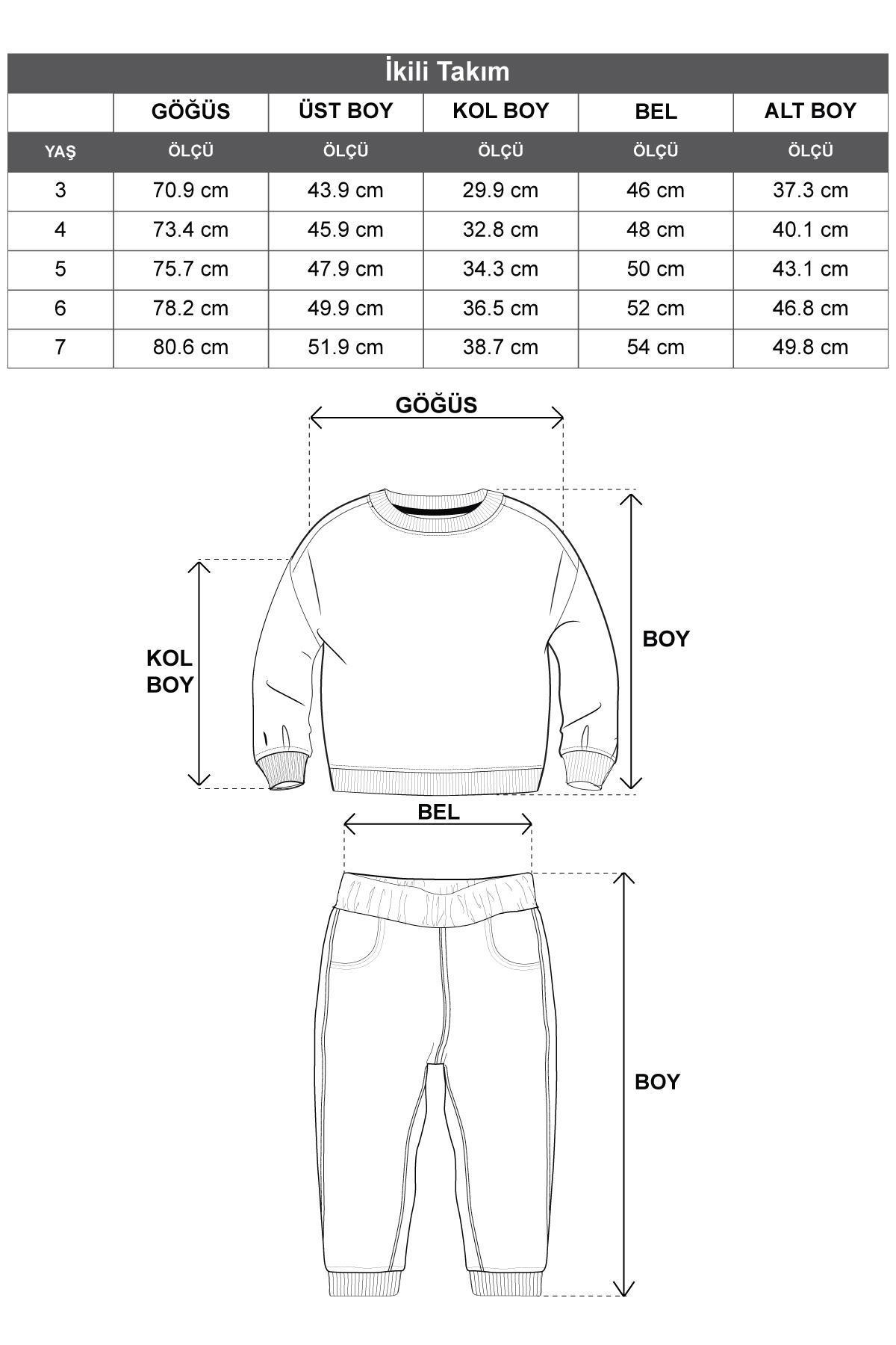 Kapüşonlu Uzun Kol Ekoselı Ceplı Gri Renk Erkek Çocuk Esofman Takım
