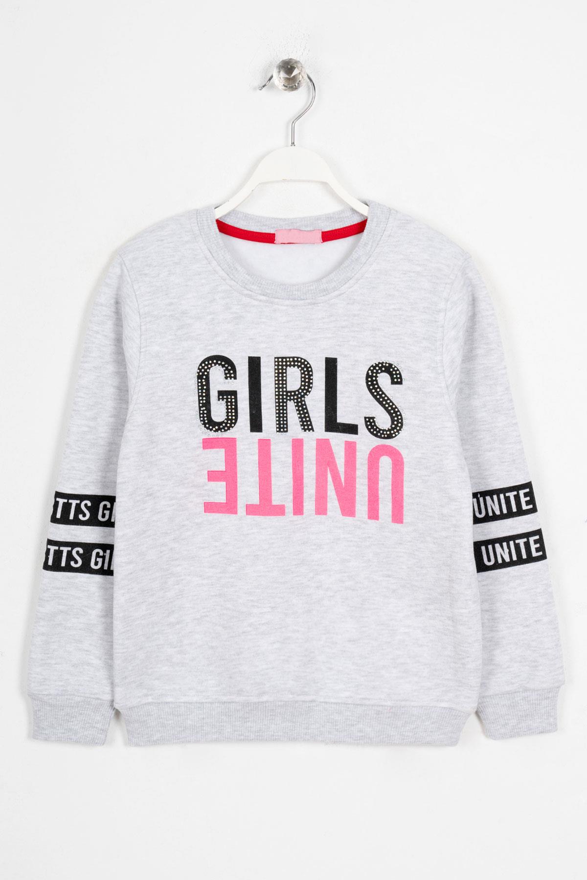 Bisiklet Yaka Uzun Kol Respect Baskılı Gri Renk Erkek Çocuk Sweatshirt