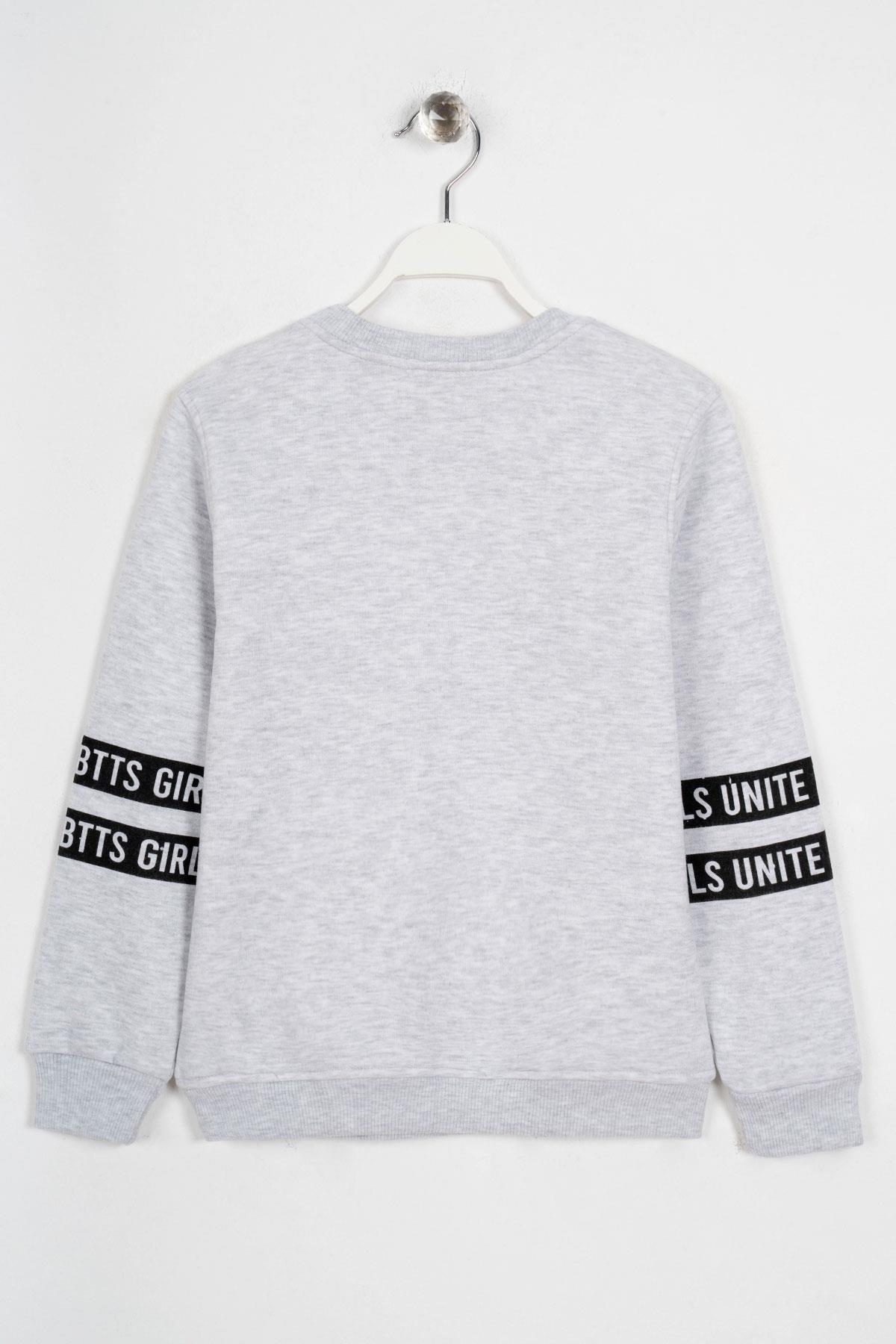 Bisiklet Yaka Uzun Kol Respect Baskılı Gri Renk Erkek Çocuk Sweatshirt