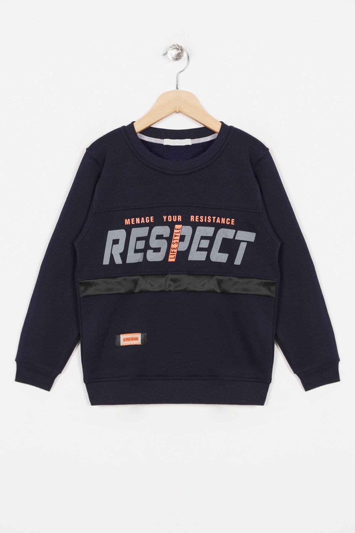 Erkek Çocuk Respect Baskılı Şardonlu Sweatshirt
