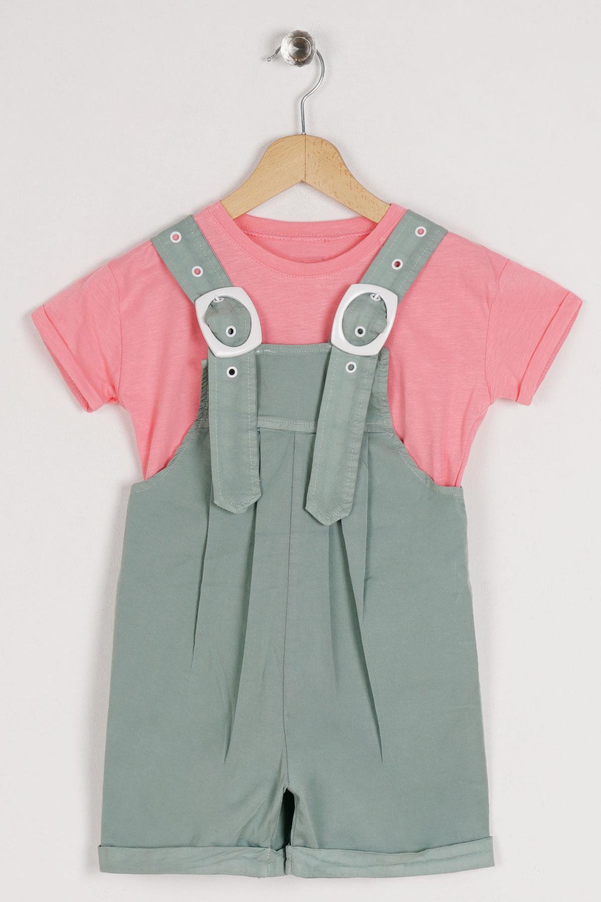 Marsh Butterfly 5018 Kız Cocuk 6-10  Yas Sortlu Kemer Detaylı Salopet Takım