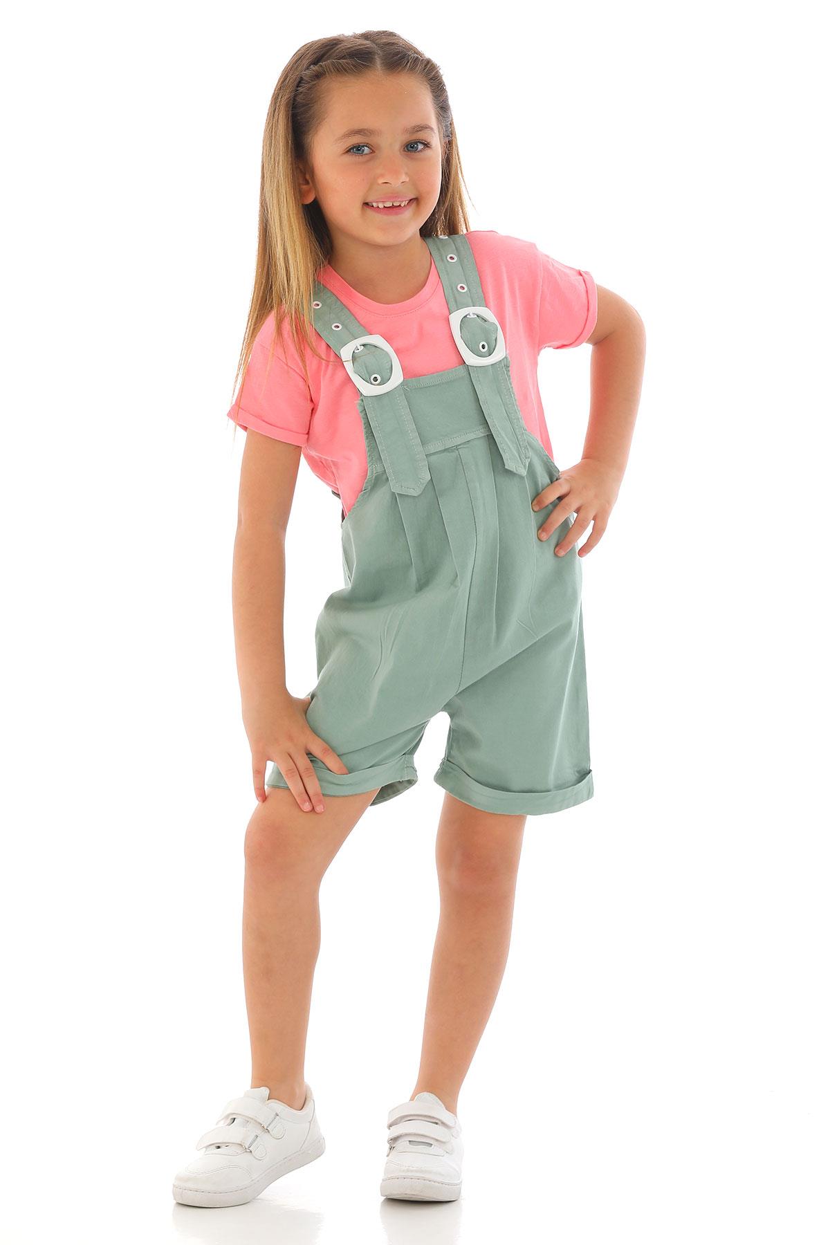 Marsh Butterfly 5018 Kız Cocuk 6-10  Yas Sortlu Kemer Detaylı Salopet Takım