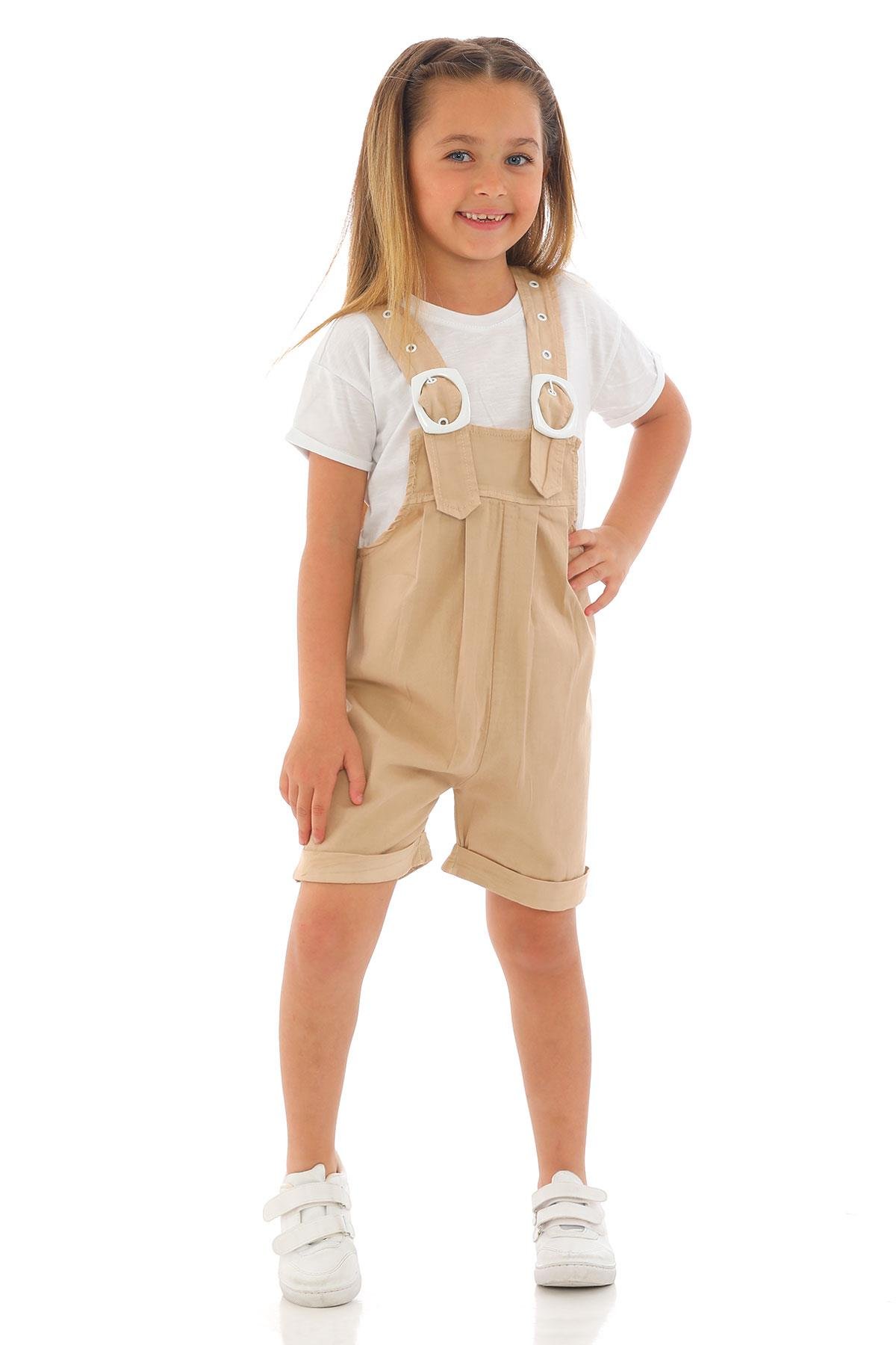 Marsh Butterfly 5018 Kız Cocuk 6-10  Yas Sortlu Kemer Detaylı Salopet Takım