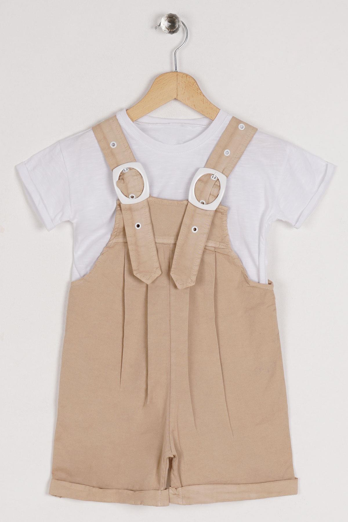 Marsh Butterfly 5018 Kız Cocuk 6-10  Yas Sortlu Kemer Detaylı Salopet Takım