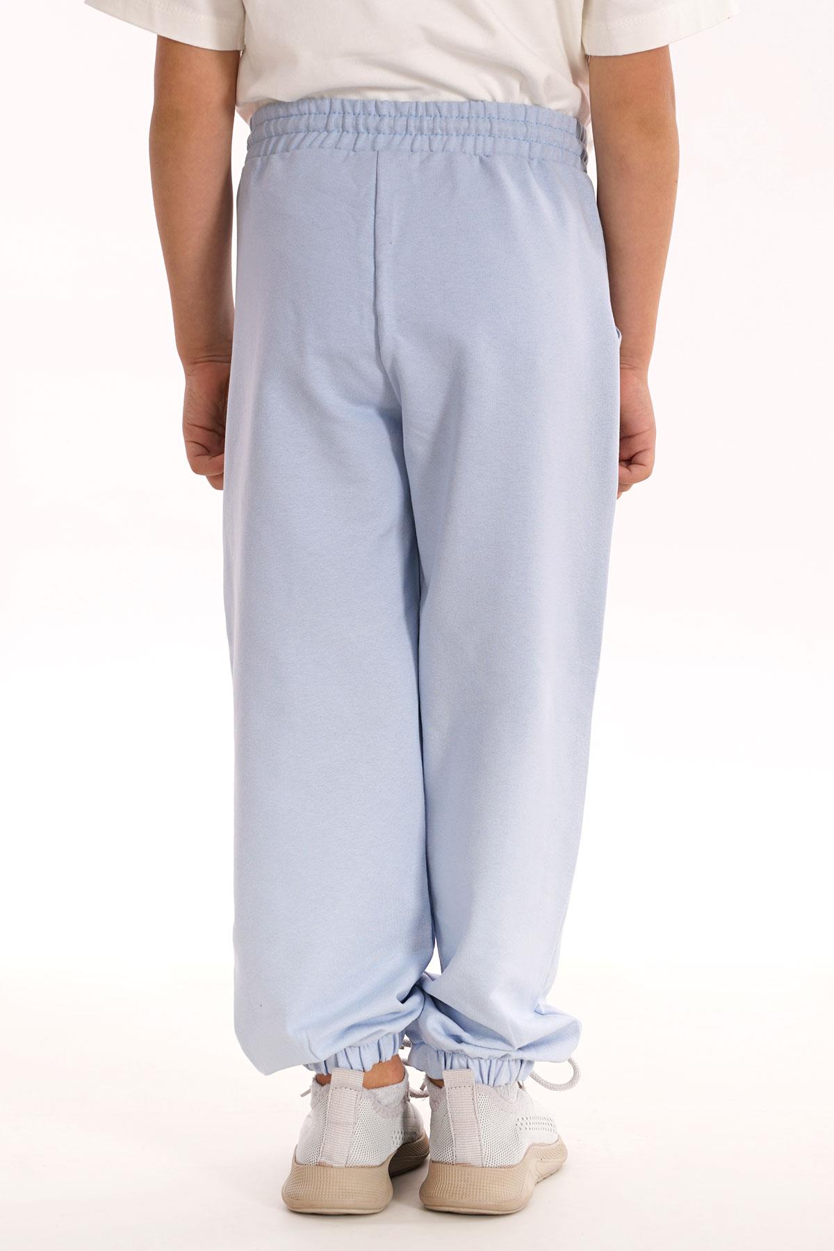 Don't Left Nothıng Stop You Yazı Baskılı Mavi Renk Erkek Çocuk Esofman Tek Alt