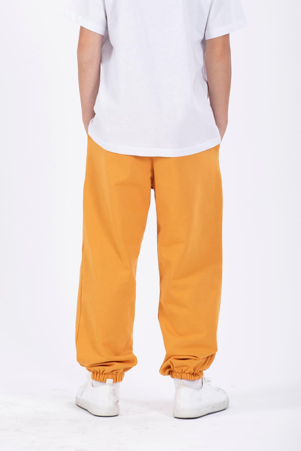 Don't Left Nothıng Stop You Yazı Baskılı Hardal Renk Erkek Çocuk Esofman Tek Alt