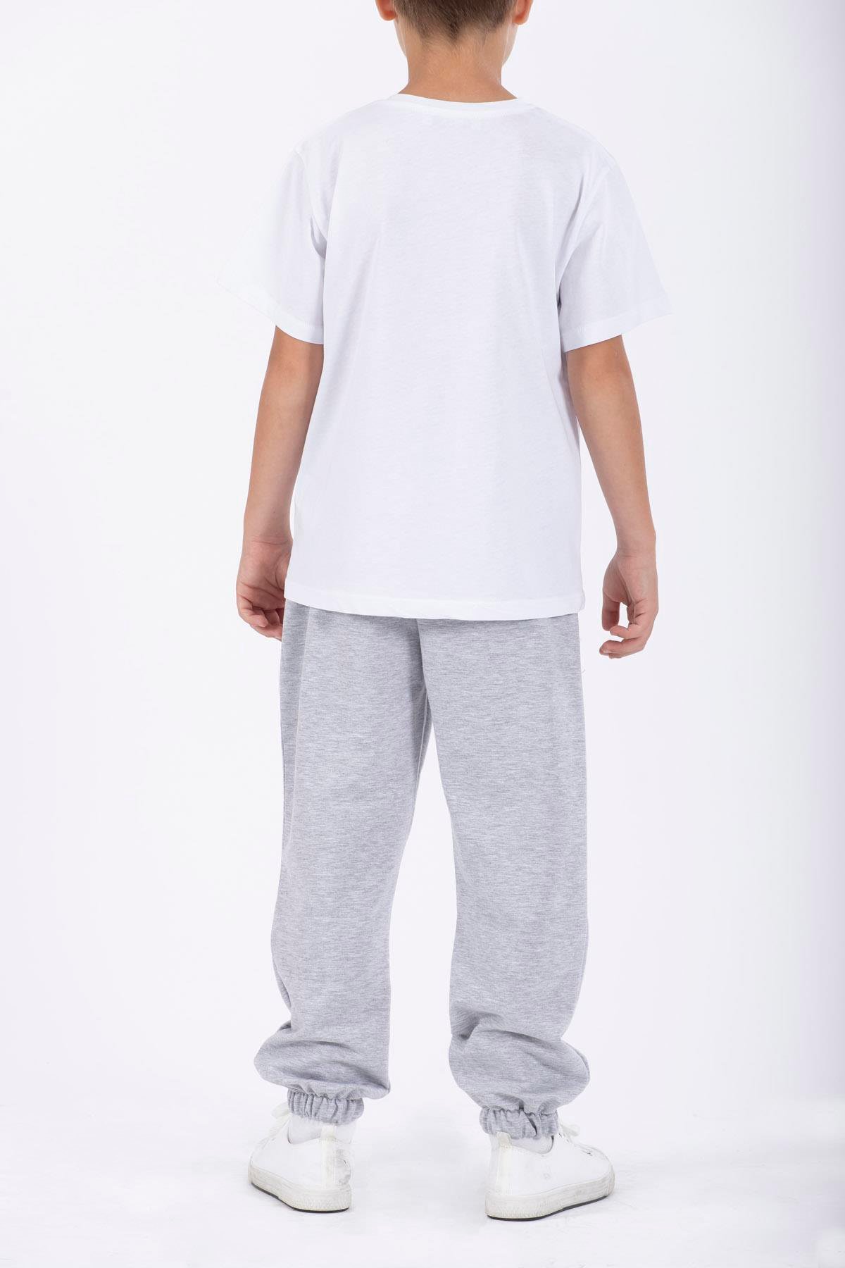 Don't Left Nothıng Stop You Yazı Baskılı Gri Renk Erkek Çocuk Esofman Tek Alt