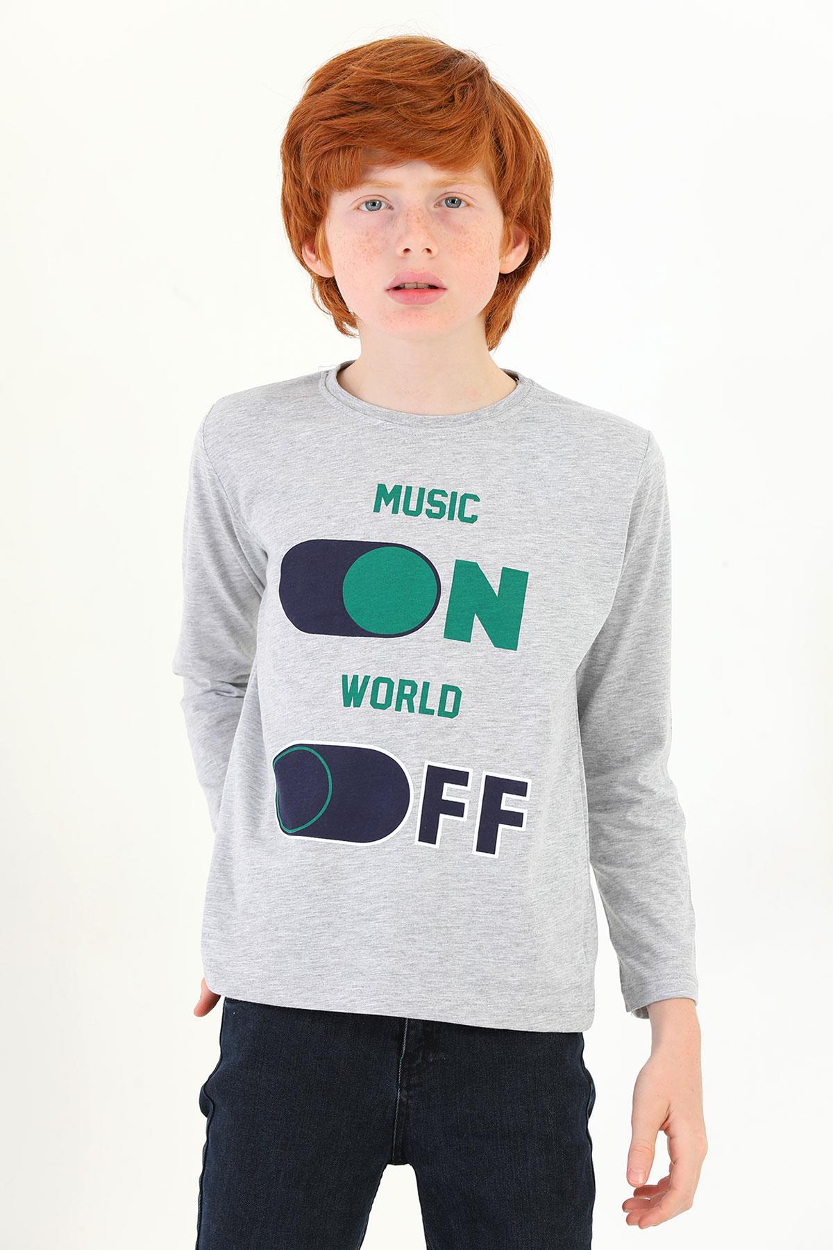Wewe 121641-221641-221648  Erkek Cocuk 5-8  Yas Musıc On Baskılı Uzun Kol Tshırt