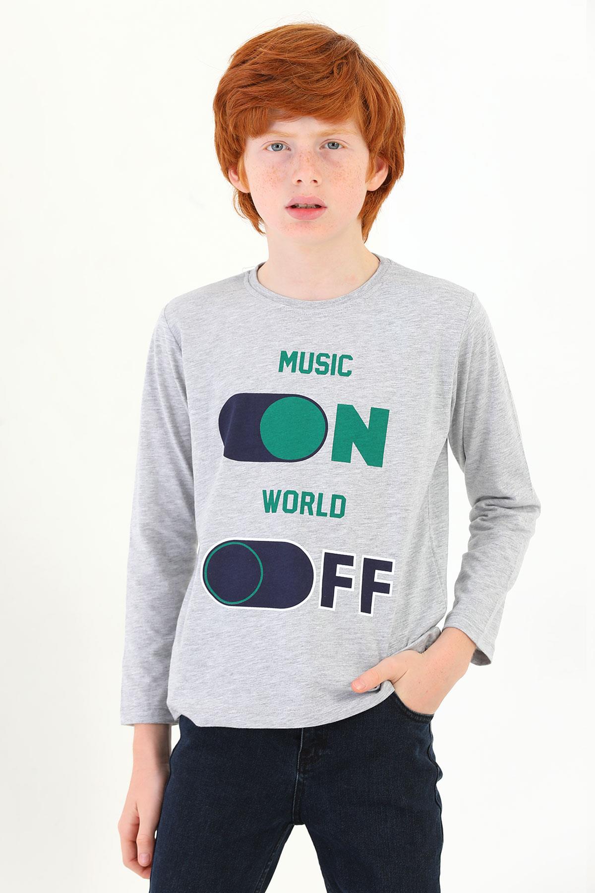 Wewe 121641-221641-221648  Erkek Cocuk 5-8  Yas Musıc On Baskılı Uzun Kol Tshırt