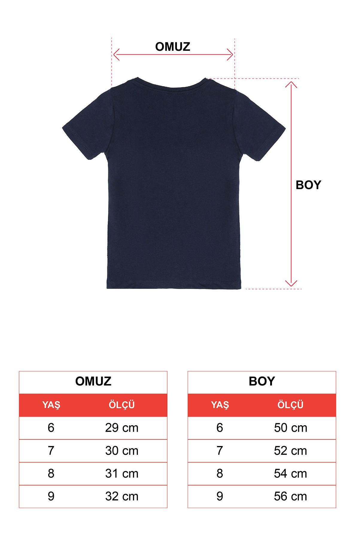 Wewe 221565 Erkek Cocuk 6-9 Yas Gemi Baskılı  Düğme Aksesuarlı Tshırt