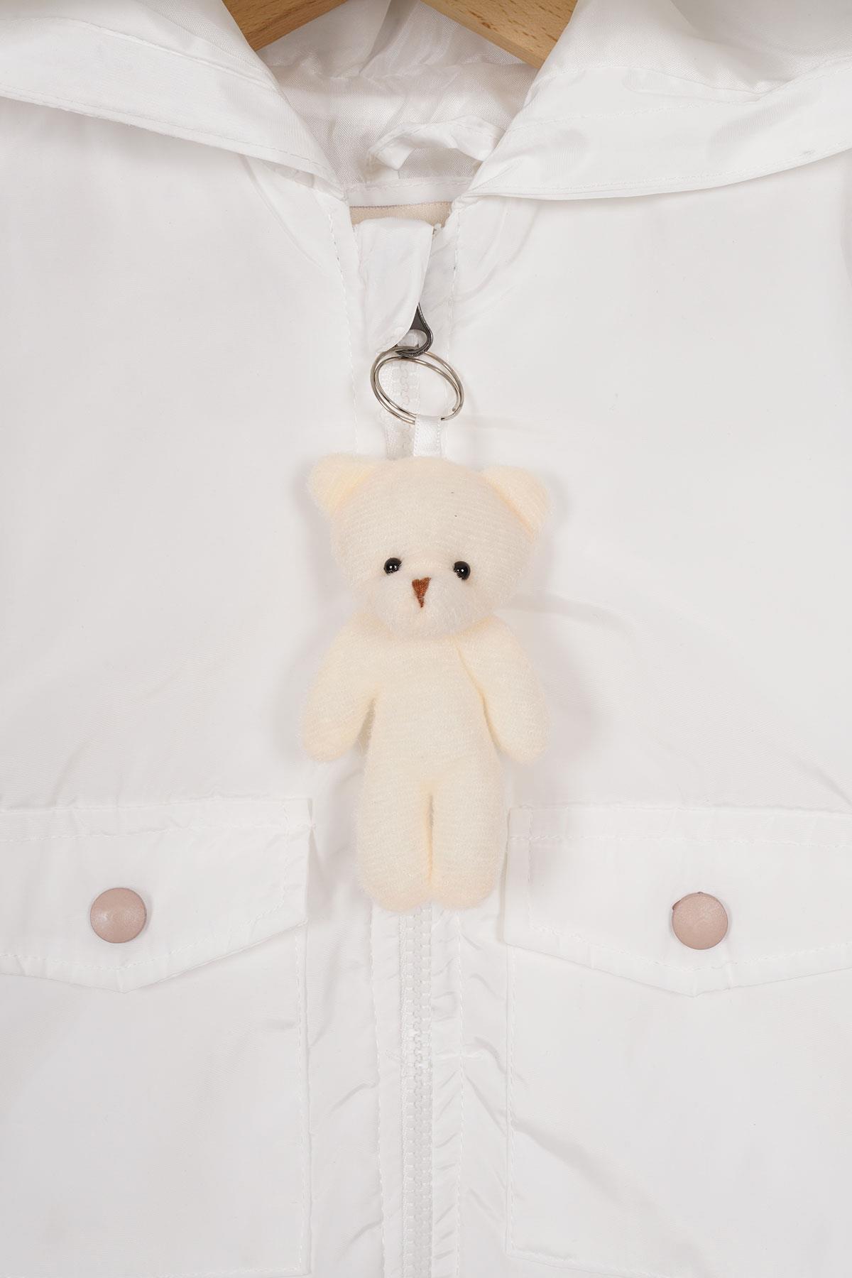 Worrn 2047 Erkek Cocuk 2-5 Yas Kapusonlu Fermuarlı Ayıcık Aksesuarlı Yagmurluk