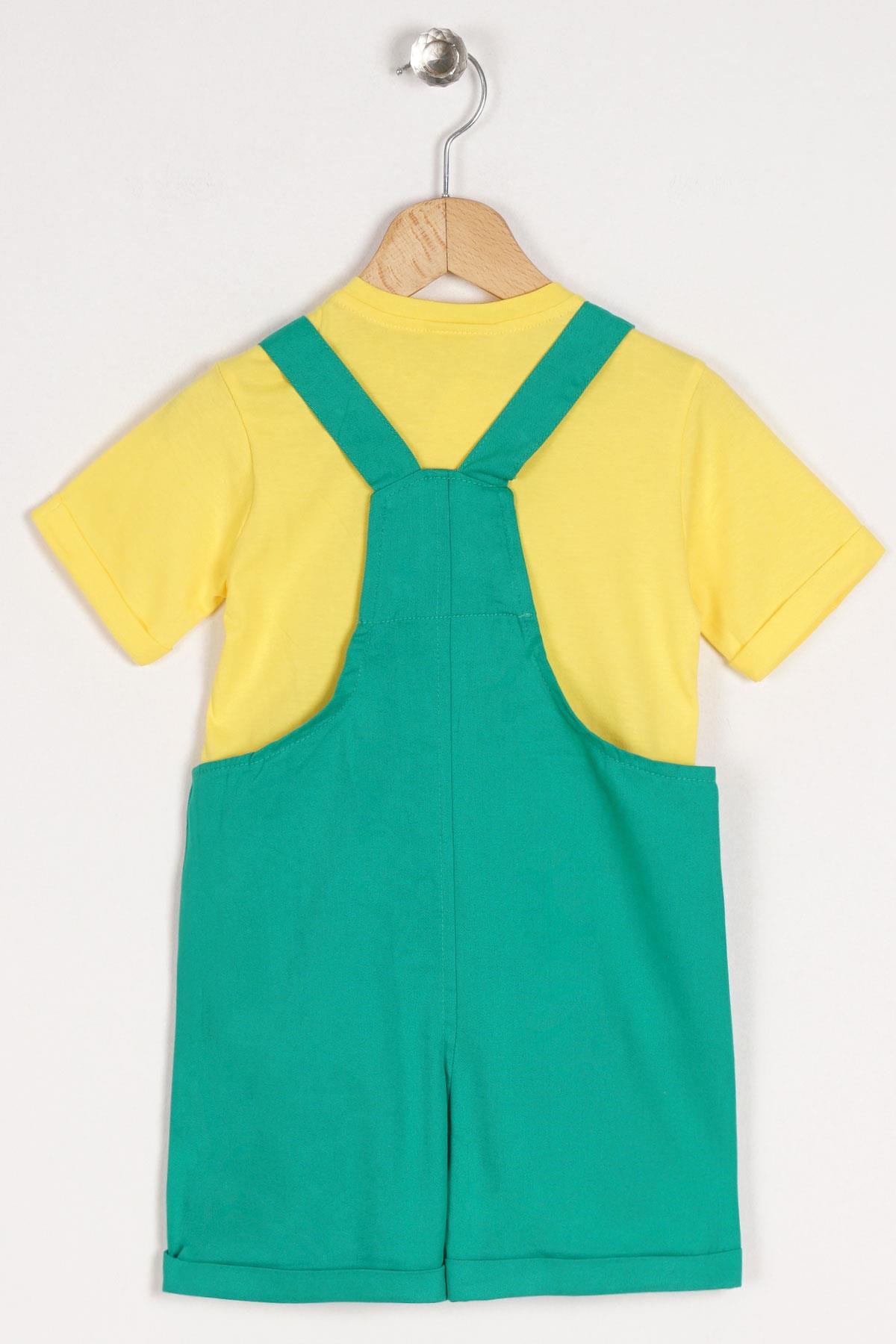 Worrn 2053 Erkek Cocuk 1-3 Yas Panda Fıgurlu Icı Tshırtlu Sortlu Salopet