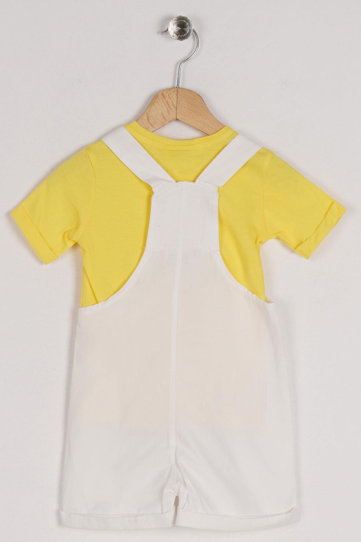 Worrn 2053 Erkek Cocuk 1-3 Yas Panda Fıgurlu Icı Tshırtlu Sortlu Salopet