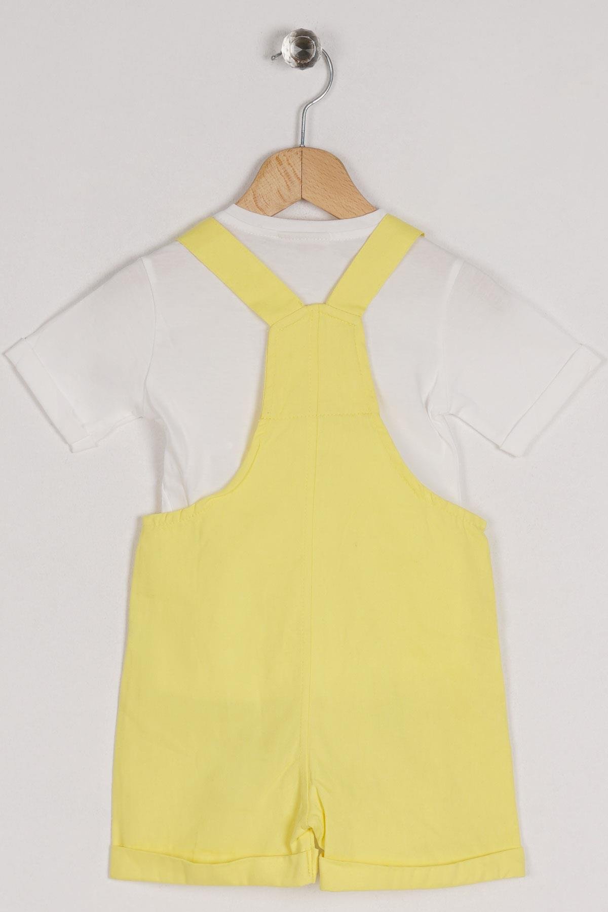 Worrn 2053 Erkek Cocuk 1-3 Yas Panda Fıgurlu Icı Tshırtlu Sortlu Salopet