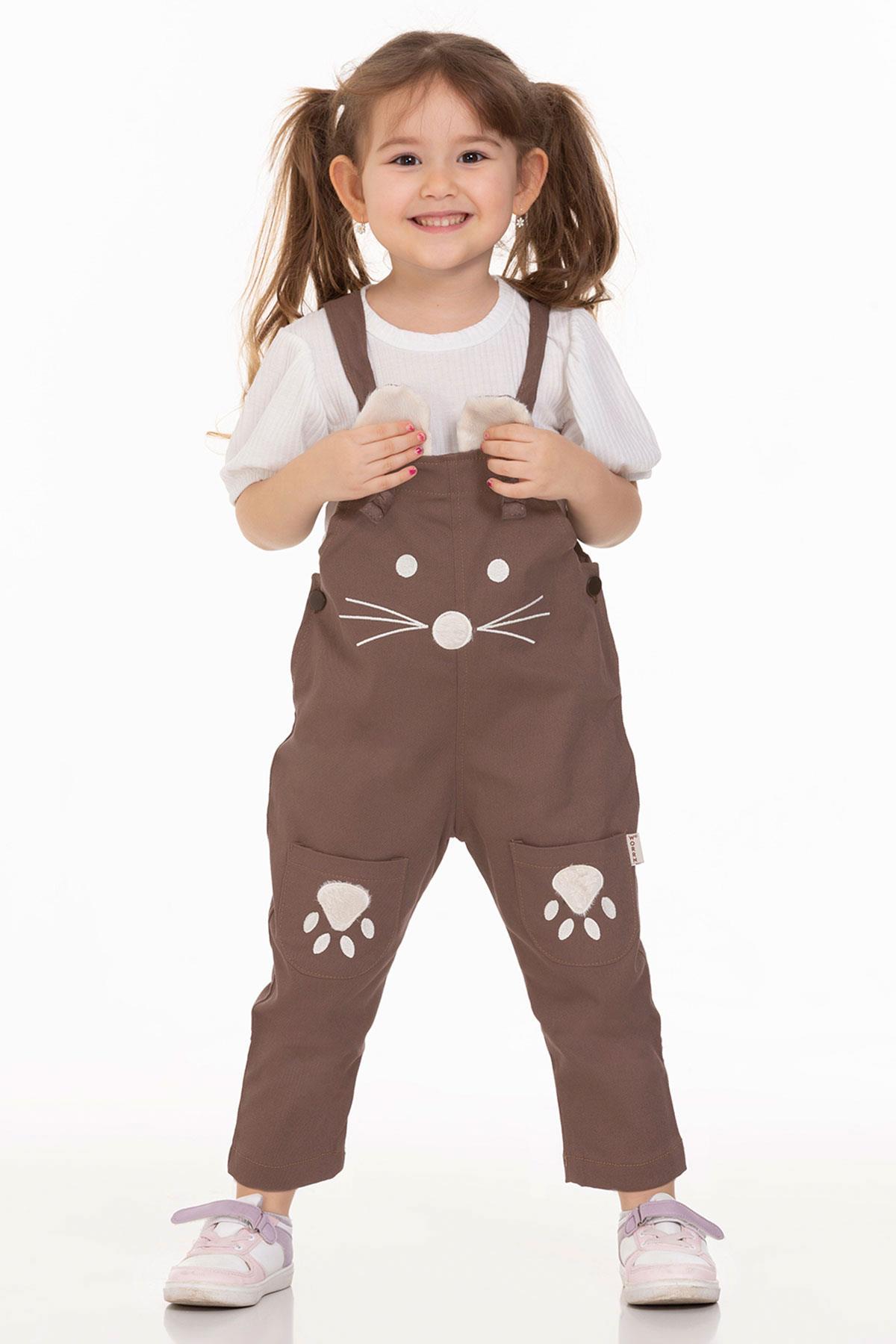 Worrn 2056  Erkek Cocuk 1-4 Yas On Cıft Ceplı Kedıcık Tulum