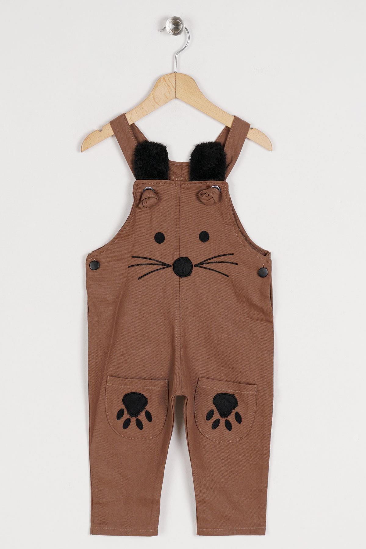 Worrn 2056  Erkek Cocuk 1-4 Yas On Cıft Ceplı Kedıcık Tulum