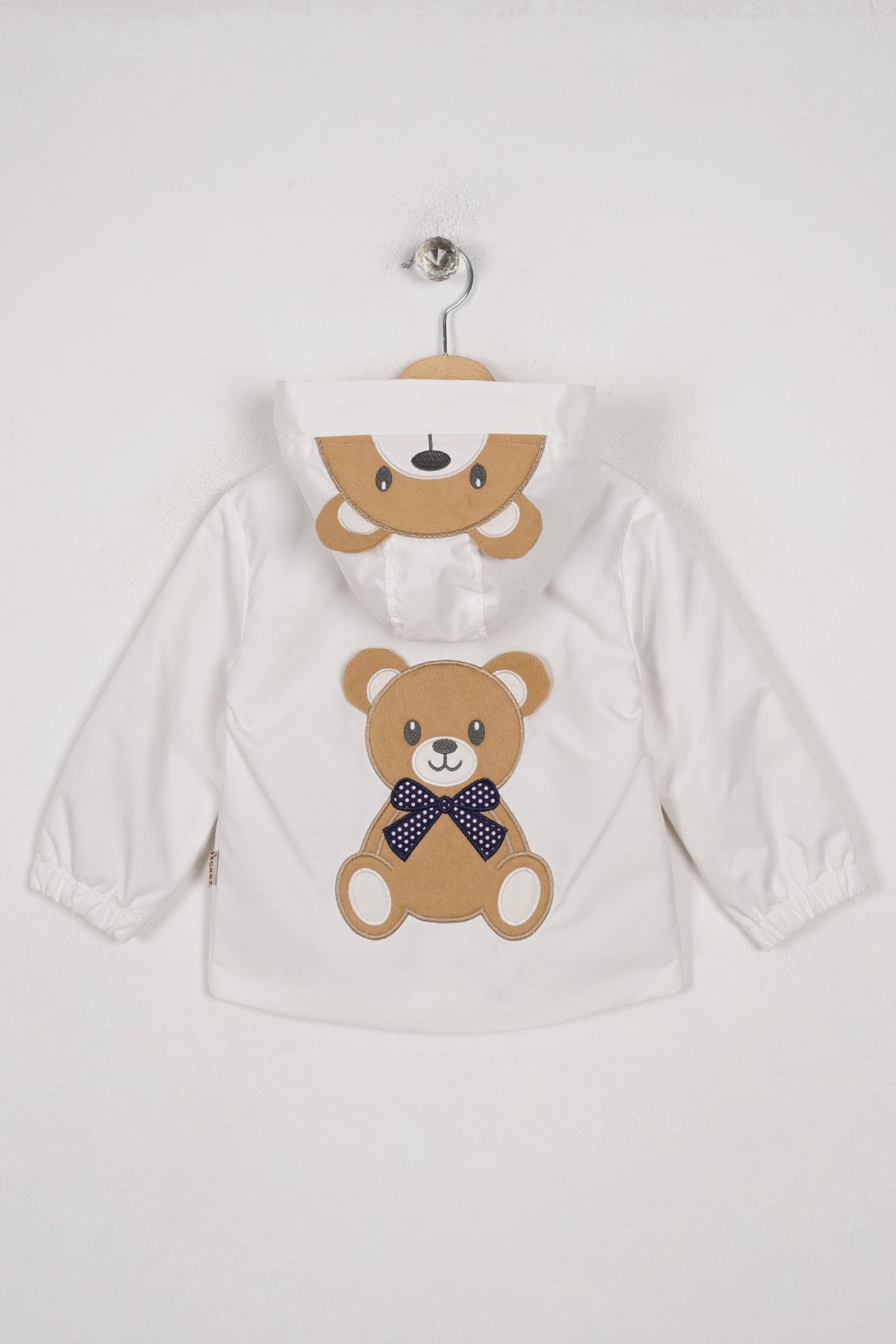 Worrn 2121 Erkek Cocuk 2-5 Yas Ayı Baskılı Kapsonlu Fermuarlı Yagmurluk