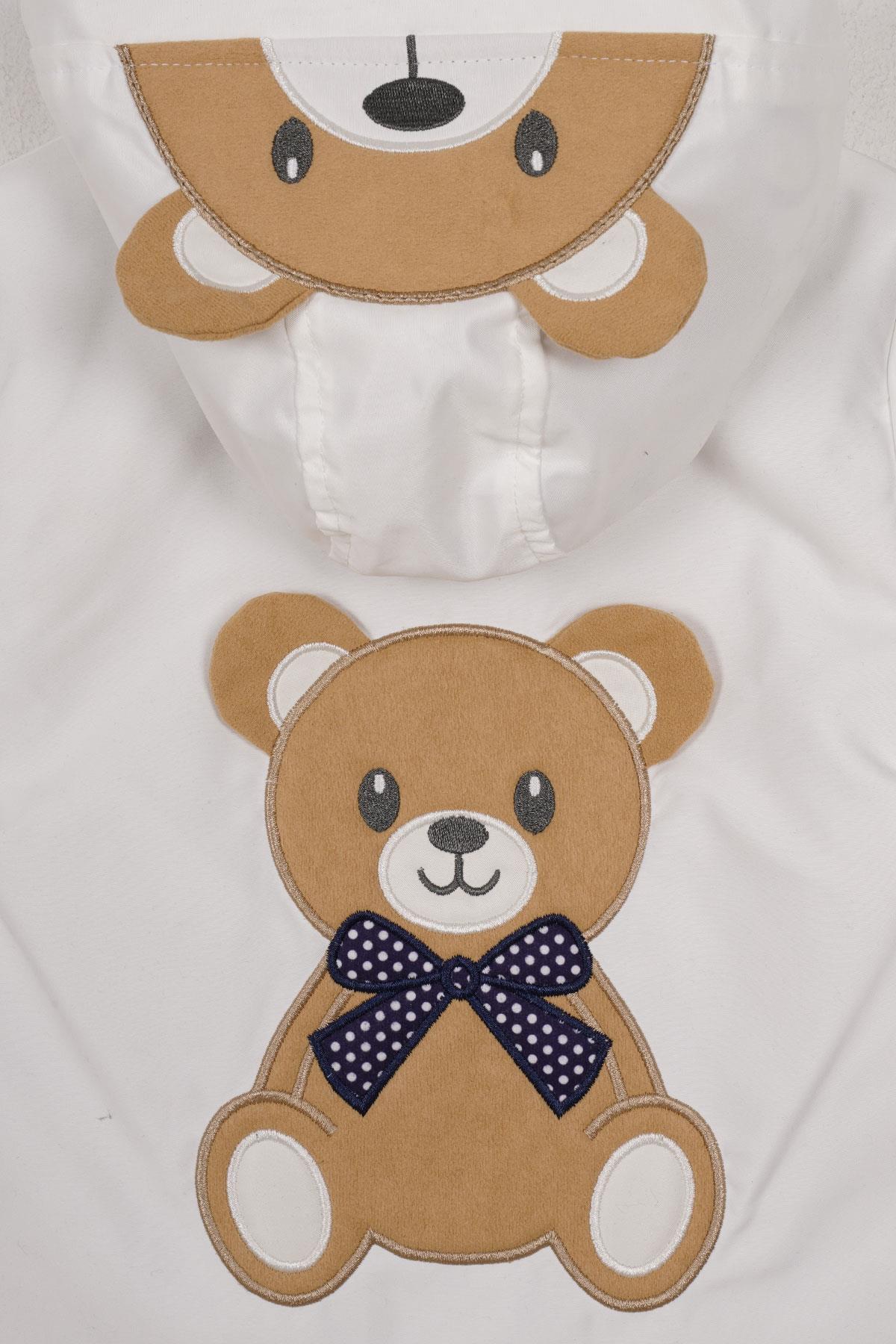 Worrn 2121 Erkek Cocuk 2-5 Yas Ayı Baskılı Kapsonlu Fermuarlı Yagmurluk