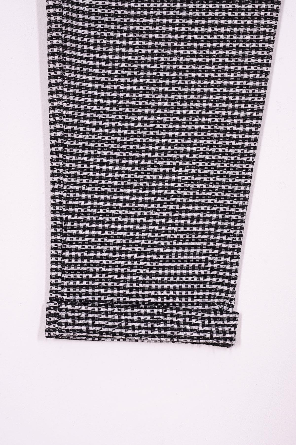 6865-1 Kız Cocuk 9-12 YAŞ Ekose Desenli Double Paça Pantolon