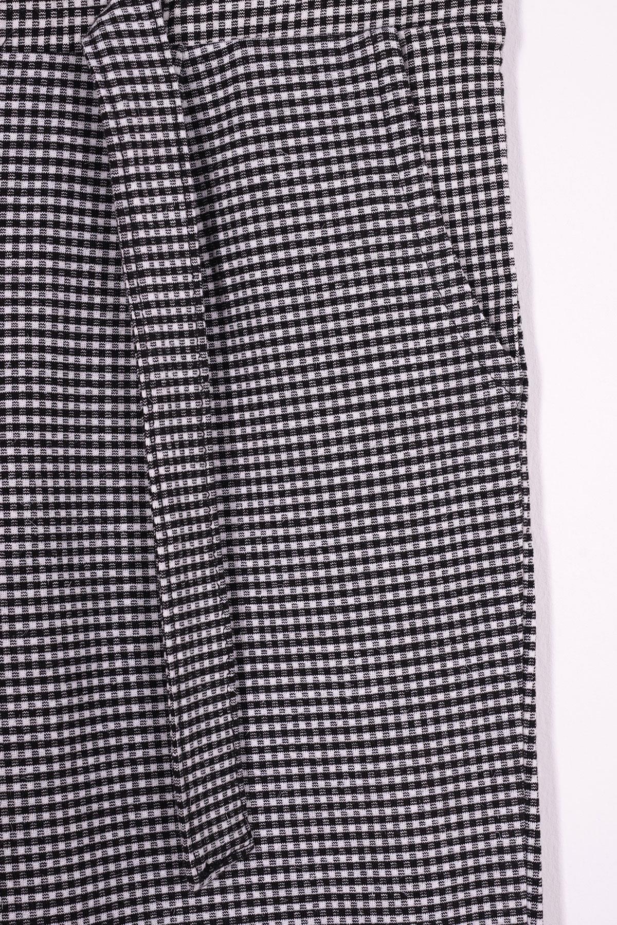 6865-1 Kız Cocuk 9-12 YAŞ Ekose Desenli Double Paça Pantolon