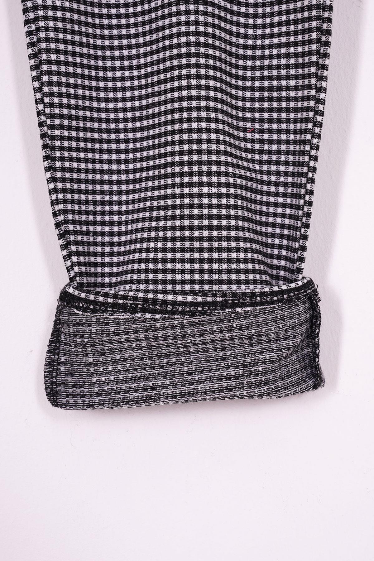 6865-1 Kız Cocuk 9-12 YAŞ Ekose Desenli Double Paça Pantolon