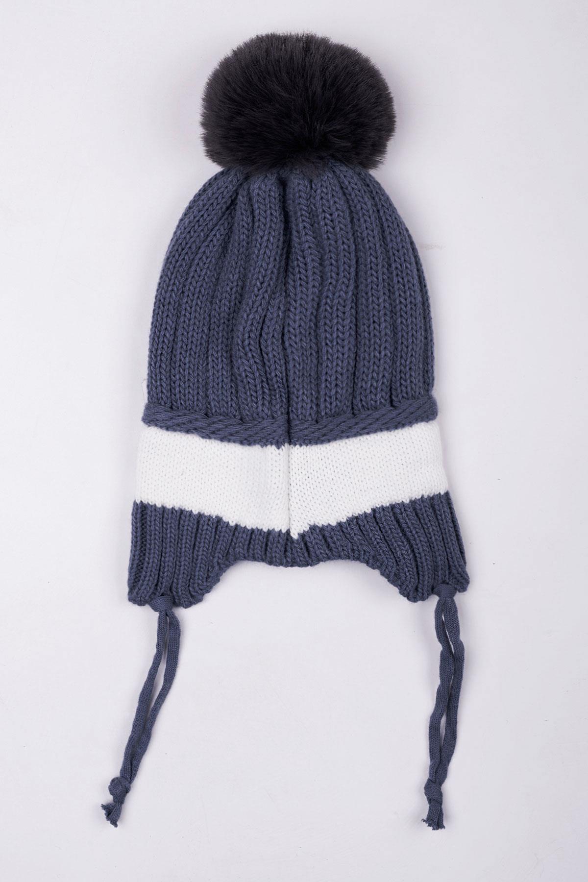 Ayıcıklı İndigo-Beyaz Renk Bere