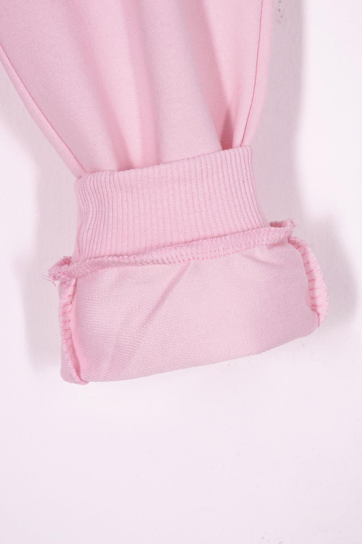 Bisiklet Yaka Uzun Kol Onu Sus Cep Kapaklı Açık Pembe Renk Esofman Takım